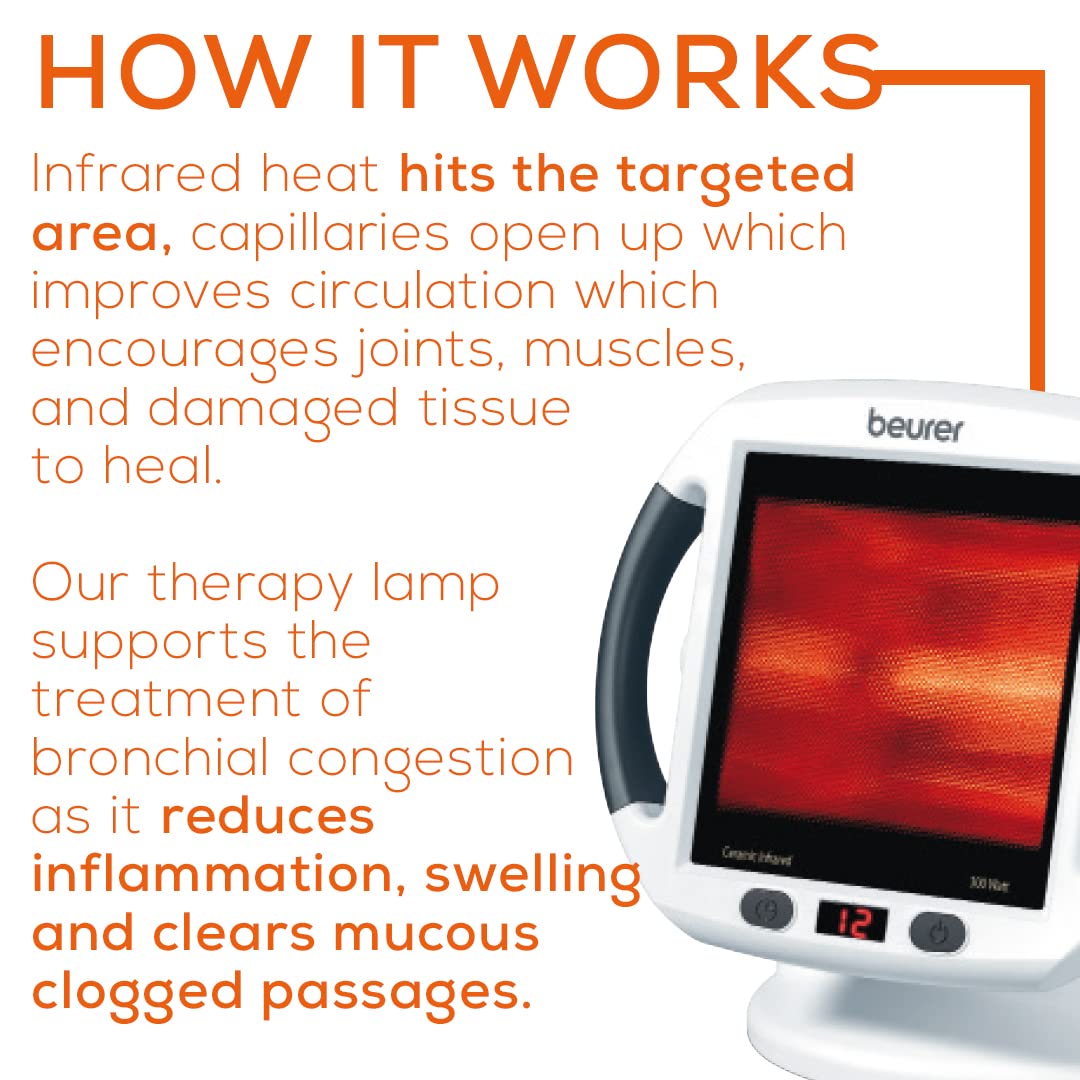Beurer IL50 Infrared Heat Lamp Heated Red Light Therapy Lamp for Body, Face, Sinuses, & Skin - Effective Beurer uk supplements