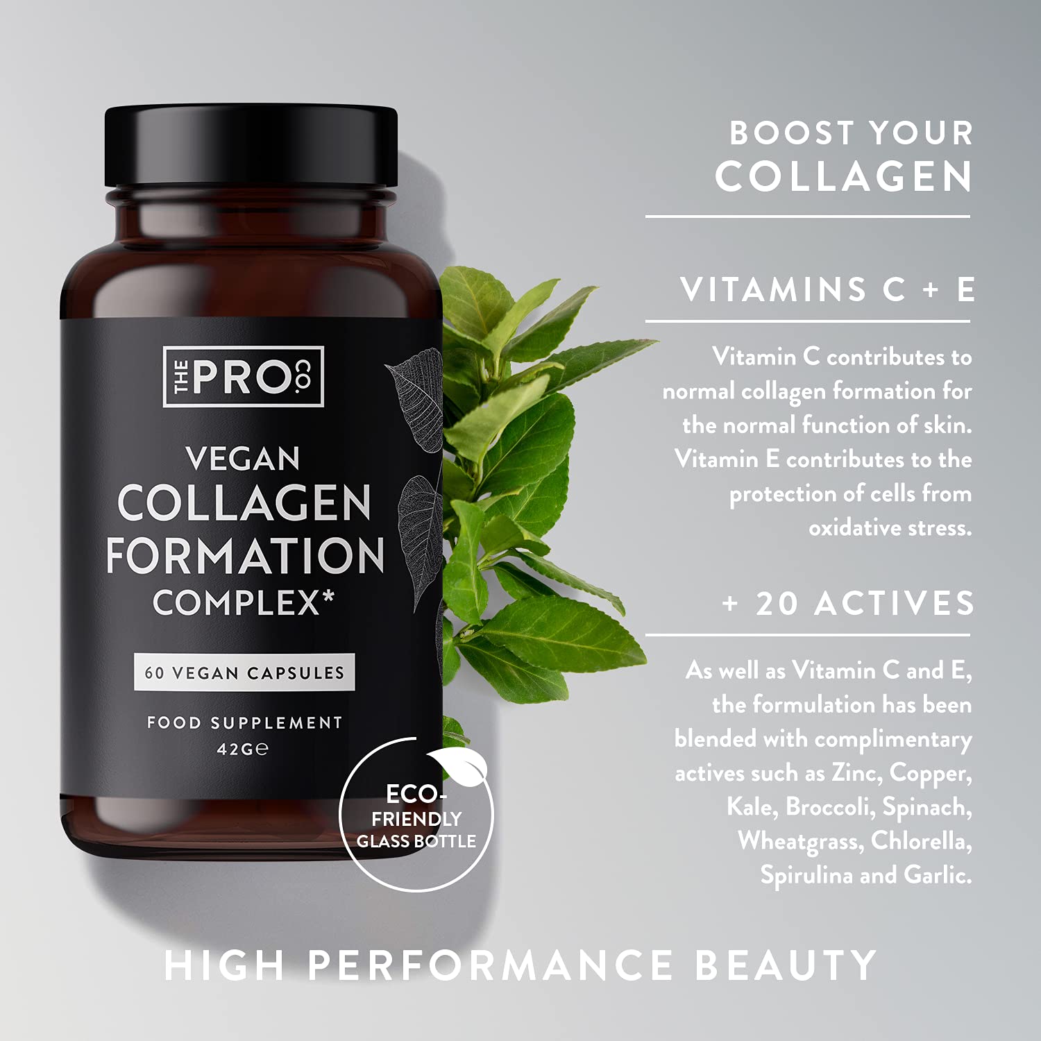 Premium Vegan Collagen Booster Supplement - Hair Skin & Nails Vitamins The Pro Co uk supplements