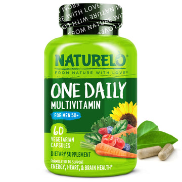 NATURELO Mens Multivitamins for Men 50+ - One Daily Multivitamin for Men with Vitamins, Minerals & Organic Whole Foods, Boost Energy & Health, Non-GMO, 60 Vegetarian Capsules NATURELO uk supplements