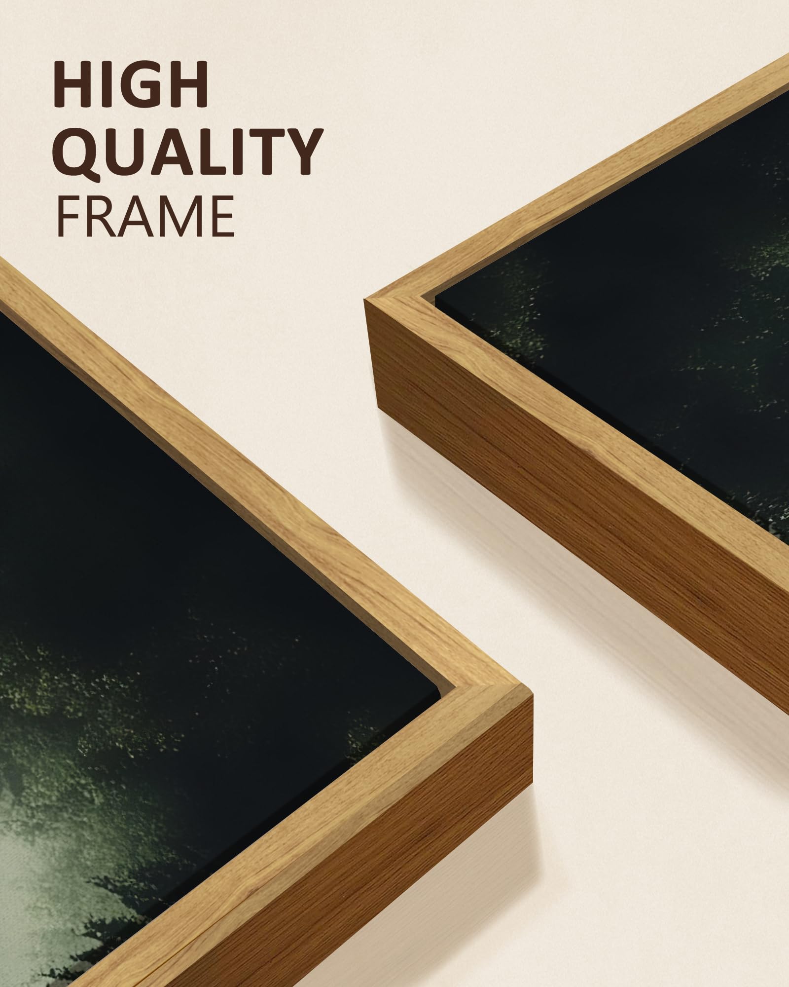 KUVIOKE Morden Green Fog Pine Tree Framed Canvas Wall Art Nature Nordic Forests Artwork Painting Bedroom Decor 12x16in (Natural Framed) KUVIOKE uk supplements