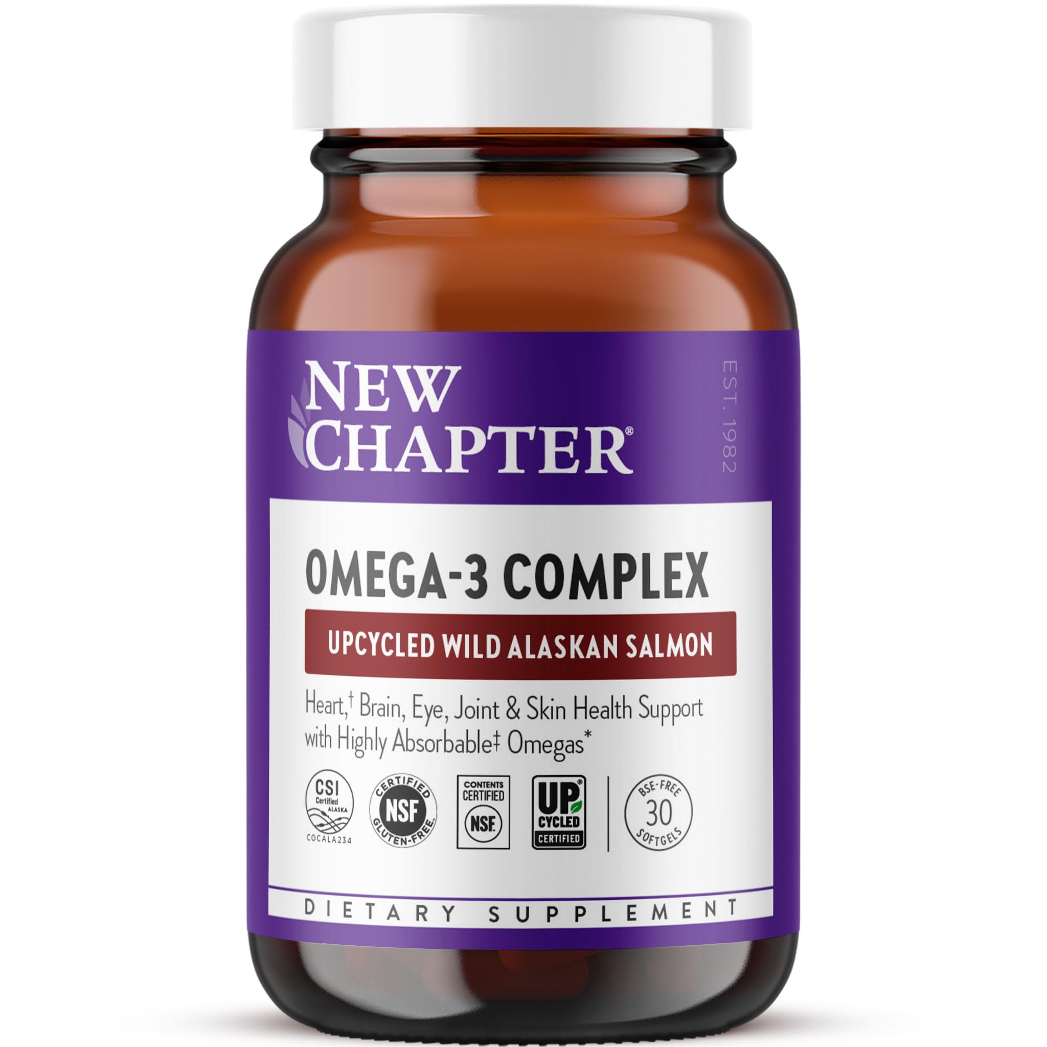 New Chapter Omega-3 Complex, 1000mg Softgels, Fish Oil Supplement Wild Alaskan Salmon for Heart, Brain, Eye, Joint & Skin Health Support - 30 Count New Chapter uk supplements
