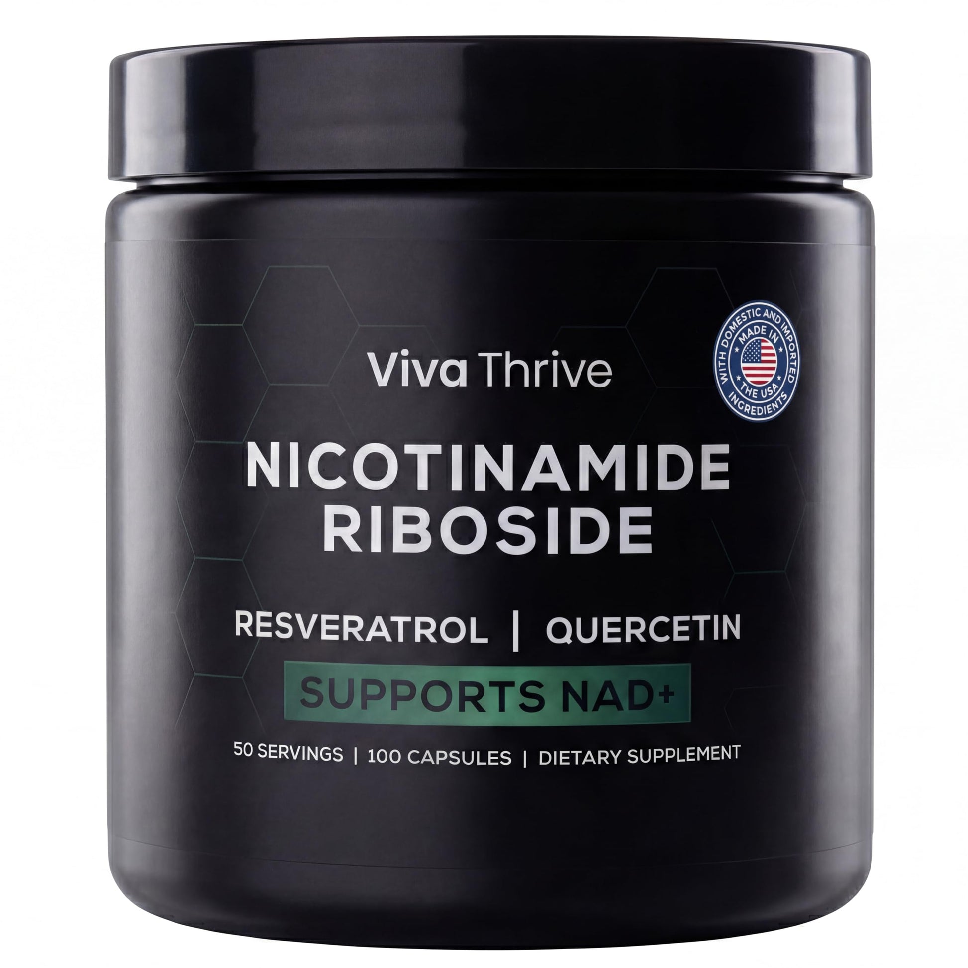 VivaThrive Advanced NAD+ Complex - NMNH Supplement Alternative - 50 Day Supply - Triple Action NAD+ Supplement - Nicotinamide Riboside - Resveratrol - Quercetin - Third-Party Tested - Made in USA VivaThrive uk supplements