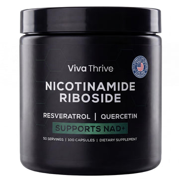 VivaThrive Advanced NAD+ Complex - NMNH Supplement Alternative - 50 Day Supply - Triple Action NAD+ Supplement - Nicotinamide Riboside - Resveratrol - Quercetin - Third-Party Tested - Made in USA VivaThrive uk supplements