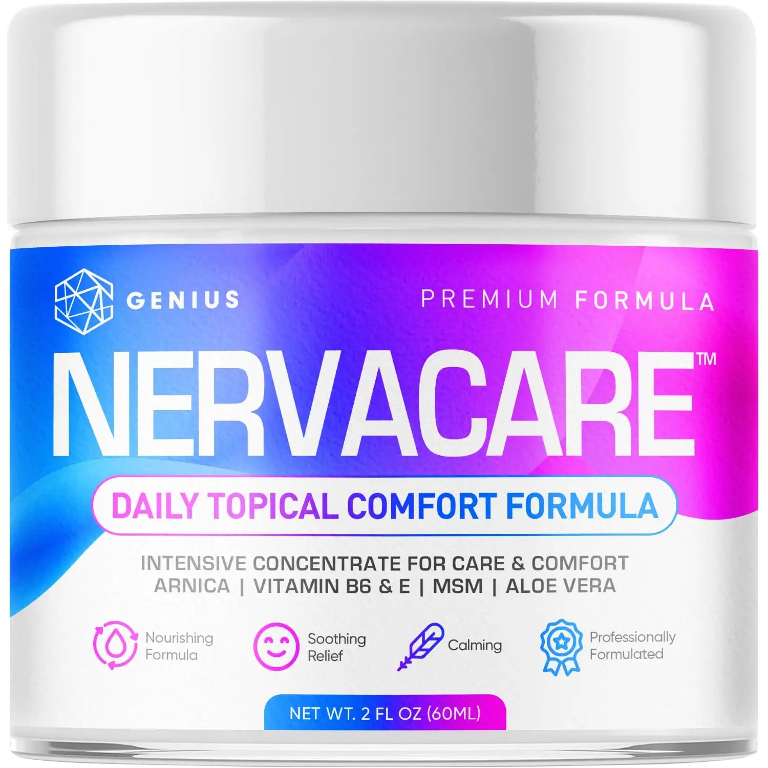 Genius Nervacare – Neuropathy Cream for Feet, Hands, Legs & Toes – Nerve Comfort Cream with Menthol, Arnica, MSM, Vitamin B6, Aloe Vera – Fast-Absorbing, Non-Greasy 2Oz GENIUS CURE uk supplements