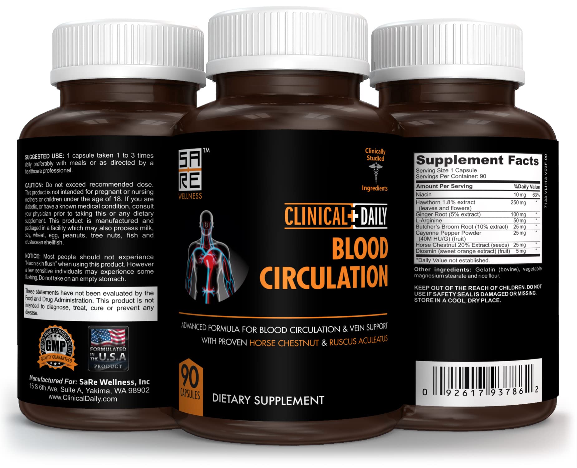 Clinical Daily Blood Circulation Supplements. Butchers Broom, Horse Chestnut, Hawthorn Clinical Daily uk supplements
