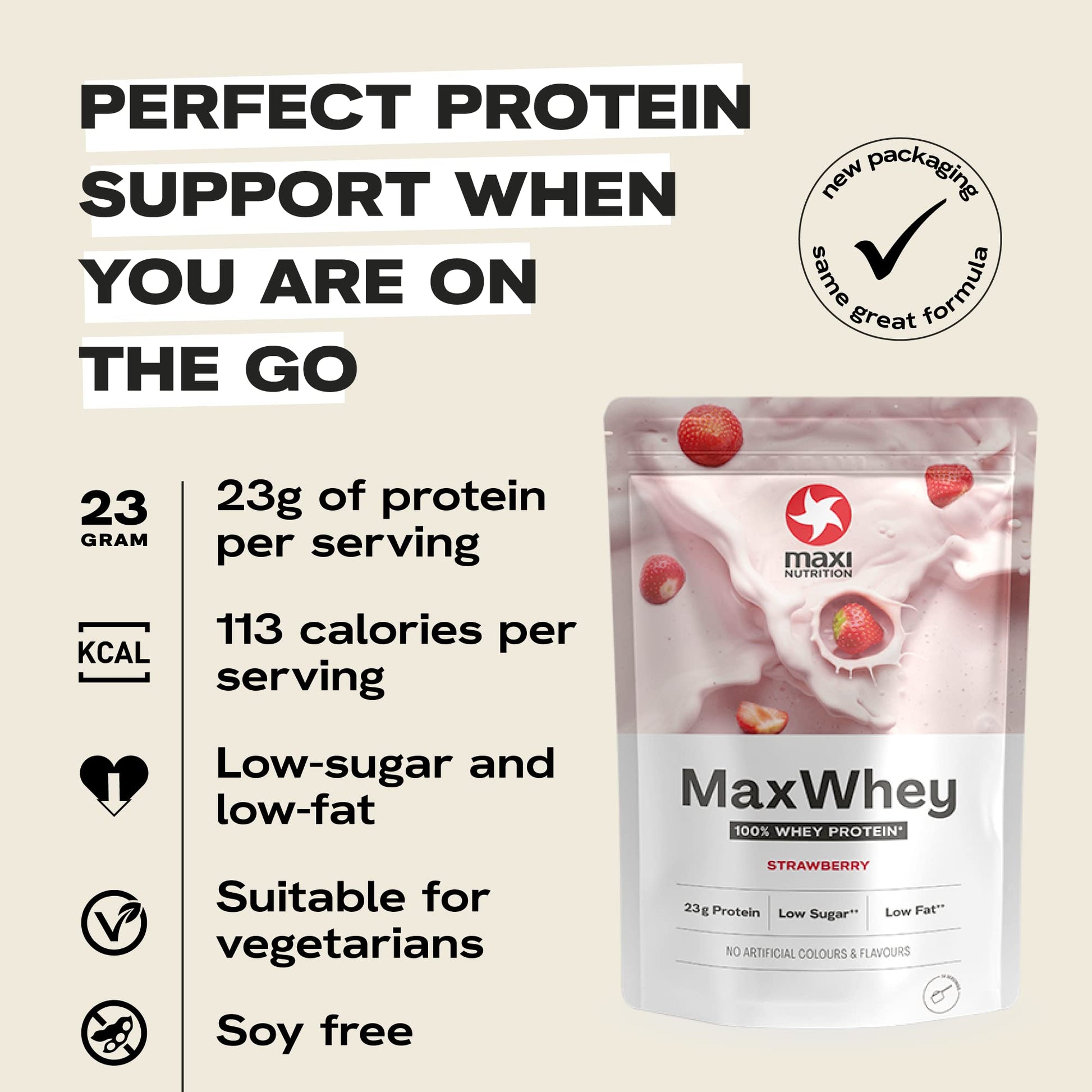MaxiNutrition - MaxWhey - Whey Protein Powder Strawberry - Low-Fat - Low Sugar MaxiNutrition uk supplements