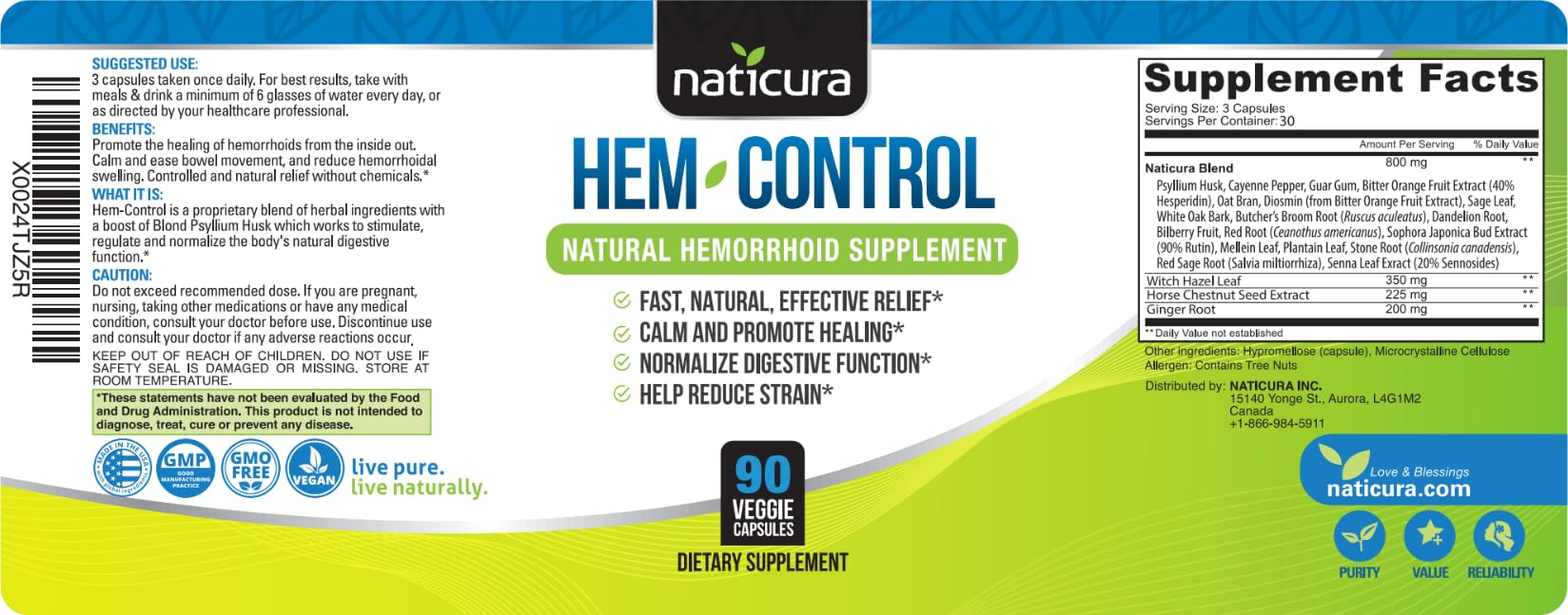 Naticura Bundle - Hem-Control Vegan Digestive Support Supplement (180 Count) and Alleviate Natural Hemorrhoid Relief Cream for Burning, Itching and Swelling (1.7 oz) Plus 2 Travel-Size Tubes Naticura uk supplements