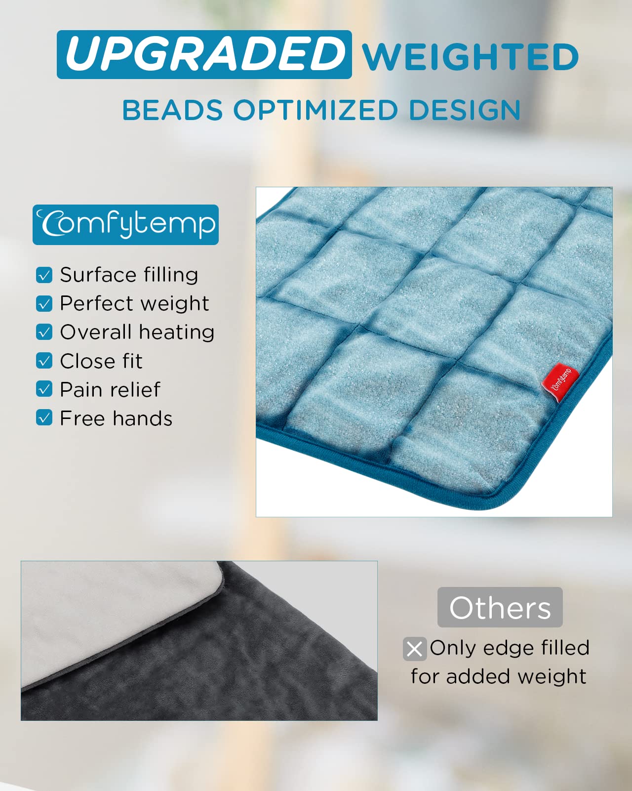 Comfytemp Full Weighted Heating Pad for Back Pain & Cramps Relief, 2.2lb Large Electric Comfytemp uk supplements