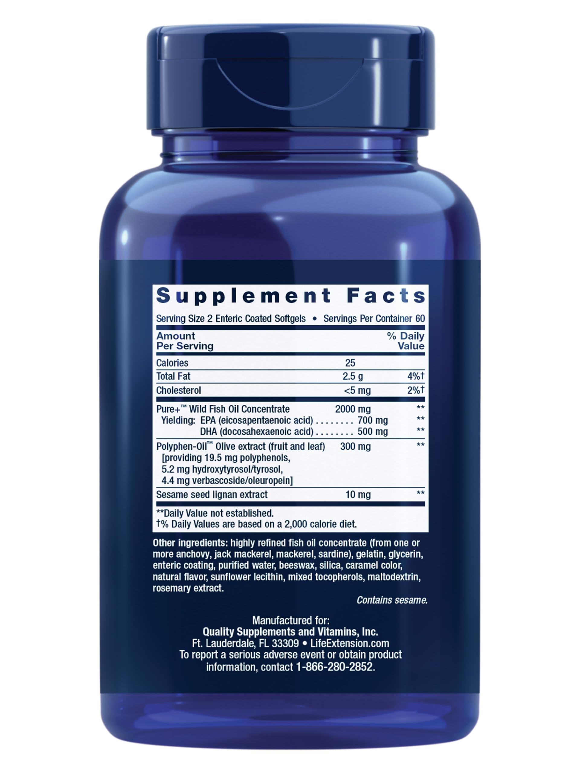 Life Extension Super Omega-3 EPA/DHA Fish Oil, Sesame Lignans & Olive Extract – Heart Health, Brain Health, Inflammation Health Support, Gluten-Free, Enteric-Coated, Non-GMO, 120 Softgels Life Extension uk supplements
