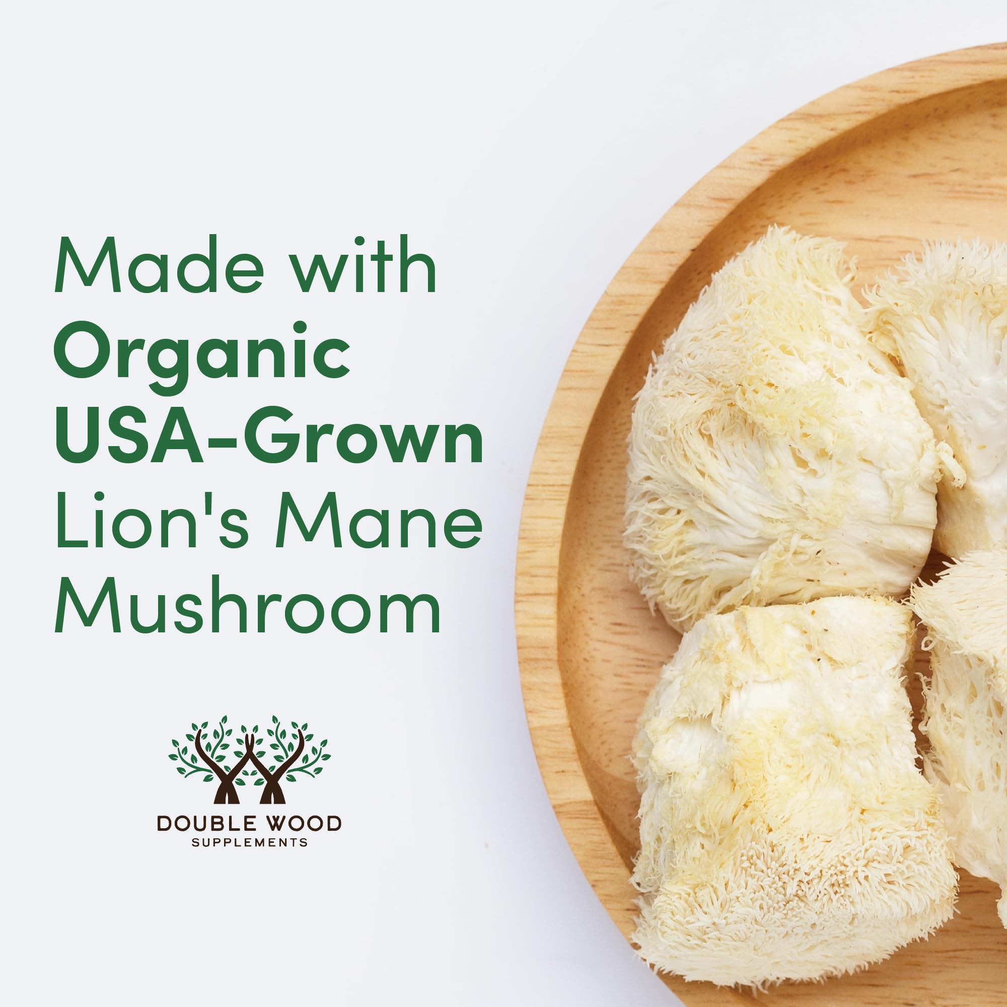 Lions Mane Supplement Mushroom Capsules (Two Month Supply - 120 Count) for Brain Double Wood Supplements uk supplements