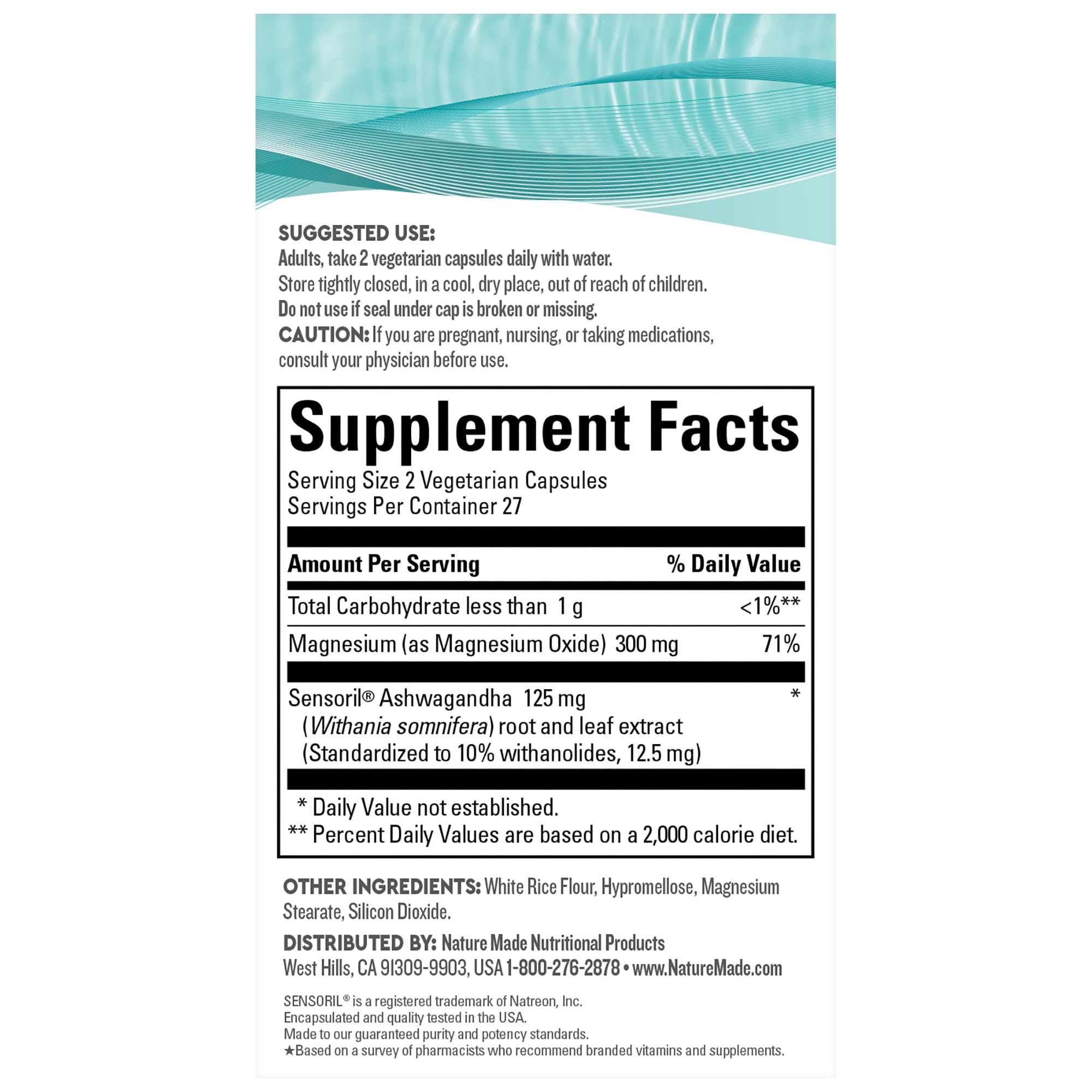 Nature Made Wellblends Calm & Relax, Ashwagandha 125 mg, Magnesium 300 mg Nature Made uk supplements