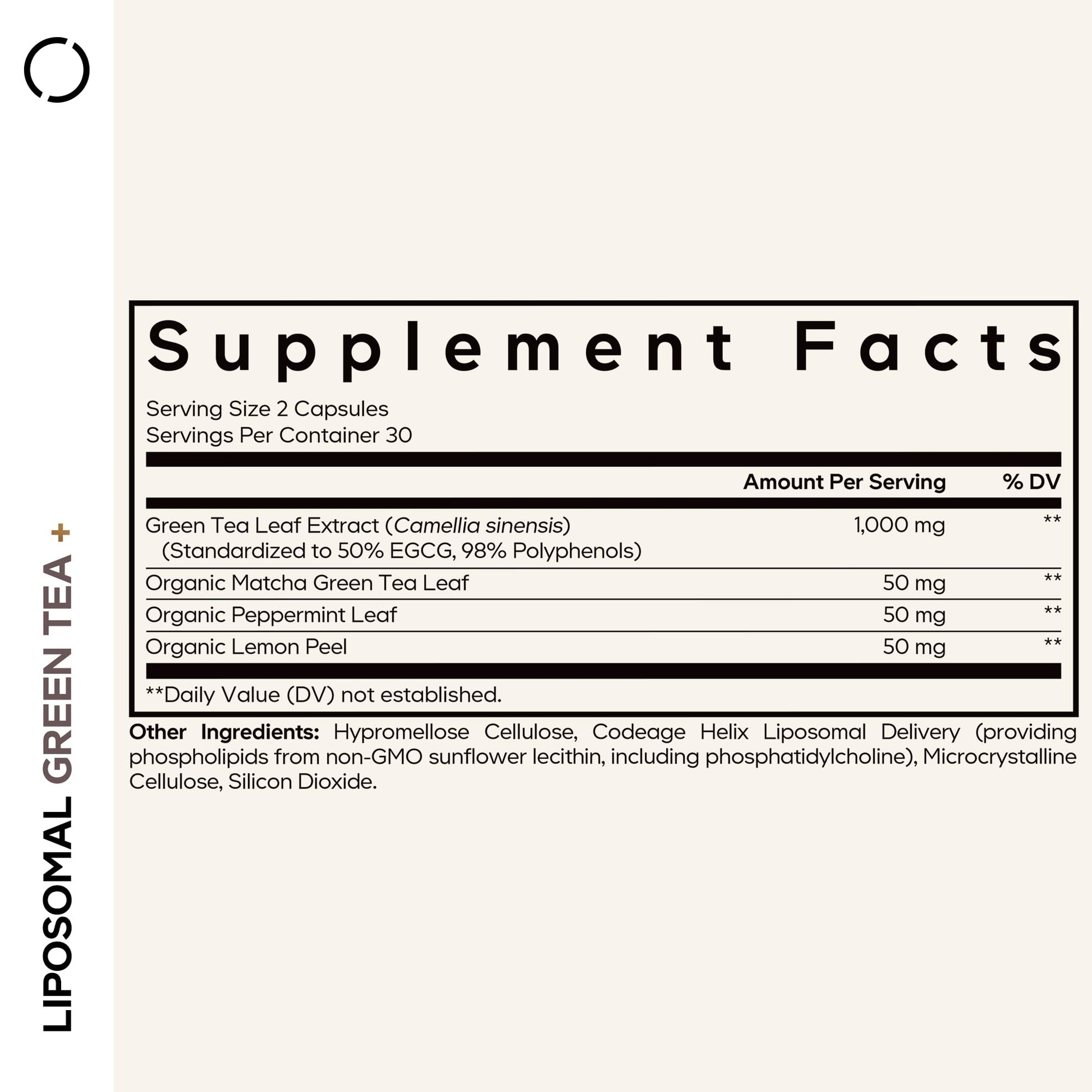Codeage Liposomal Green Tea+ EGCG 50% Green Tea Extract, Organic Matcha Green Powder, Peppermint Leaf, Lemon Peel, Liposomal Delivery - Vegan Pils Supplement - Non-GMO - 60 Capsules Codeage uk supplements