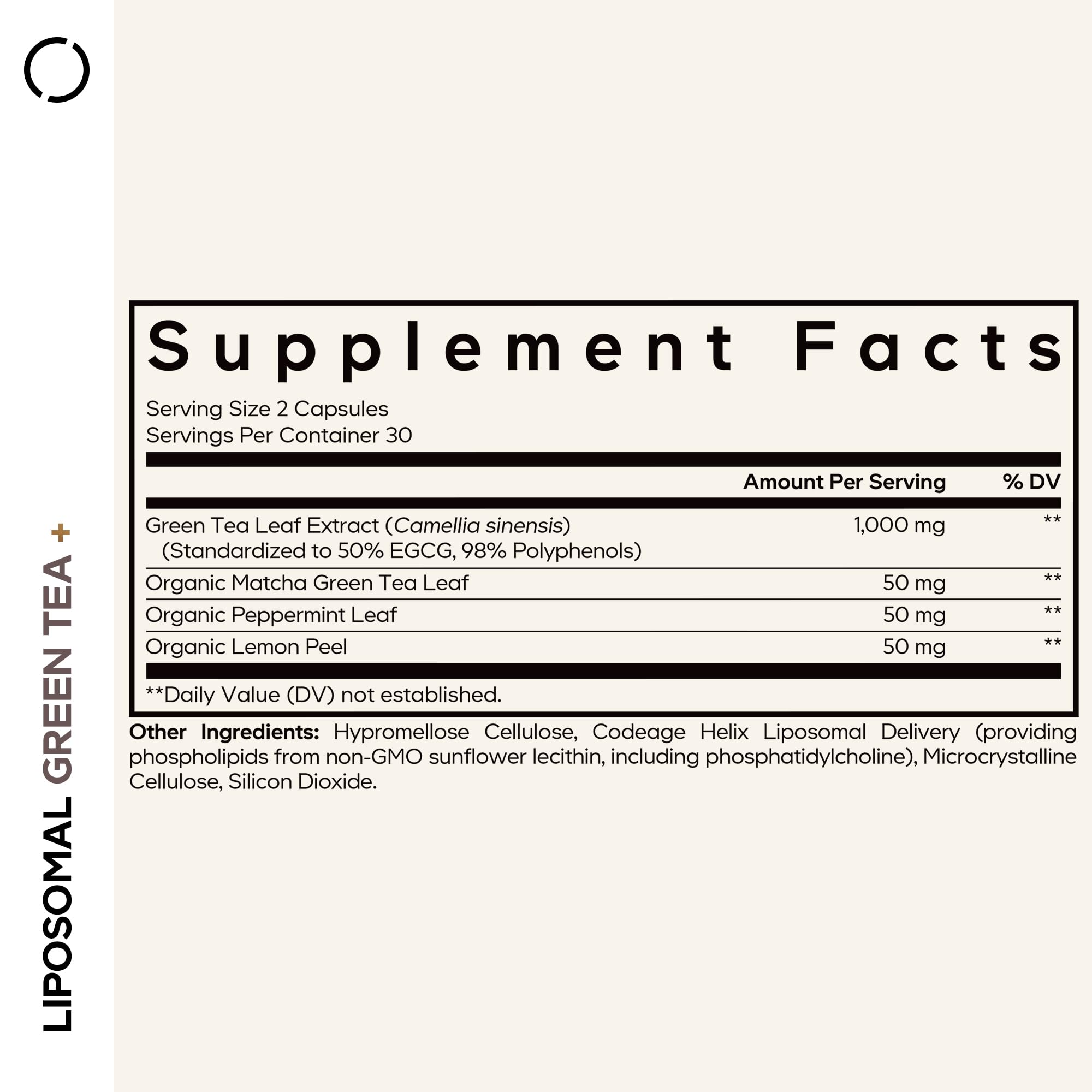 Codeage Liposomal Green Tea+ EGCG 50% Green Tea Extract, Organic Matcha Green Powder, Peppermint Leaf, Lemon Peel, Liposomal Delivery - Vegan Pils Supplement - Non-GMO - 60 Capsules Codeage uk supplements