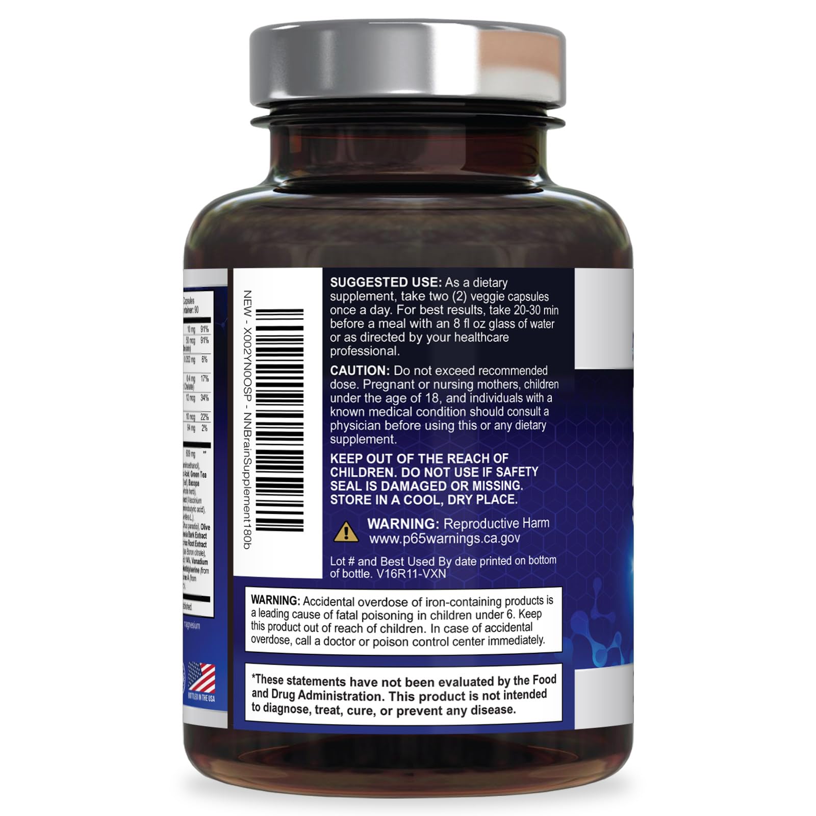 Brain Memory Supplement Pills - 3X Strength Nootropics for Concentration, Clarity & Focus Support - Brain Health Cognitive Vitamins with Bacopa, Phosphatidylserine & DMAE, Brain Booster - 180 Capsules Nature's Nutrition uk supplements