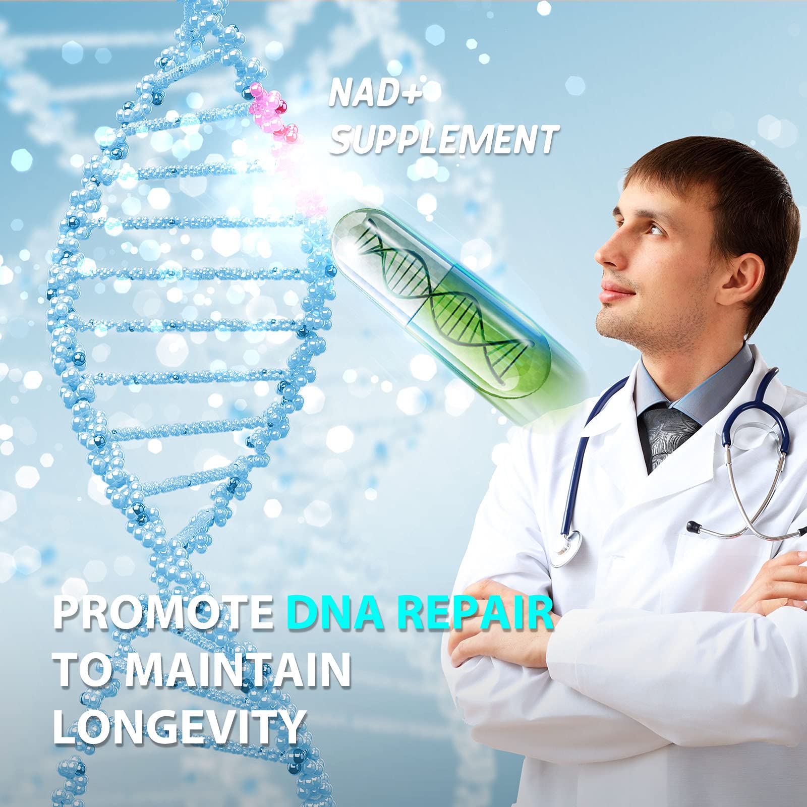 TEATTY NAD+ & Resveratrol Supplement - NMN Alternative with 120 Capsules, Anti-Aging Cellular Support, Energy & Longevity Booster, DNA Repair Formula TEATTY uk supplements