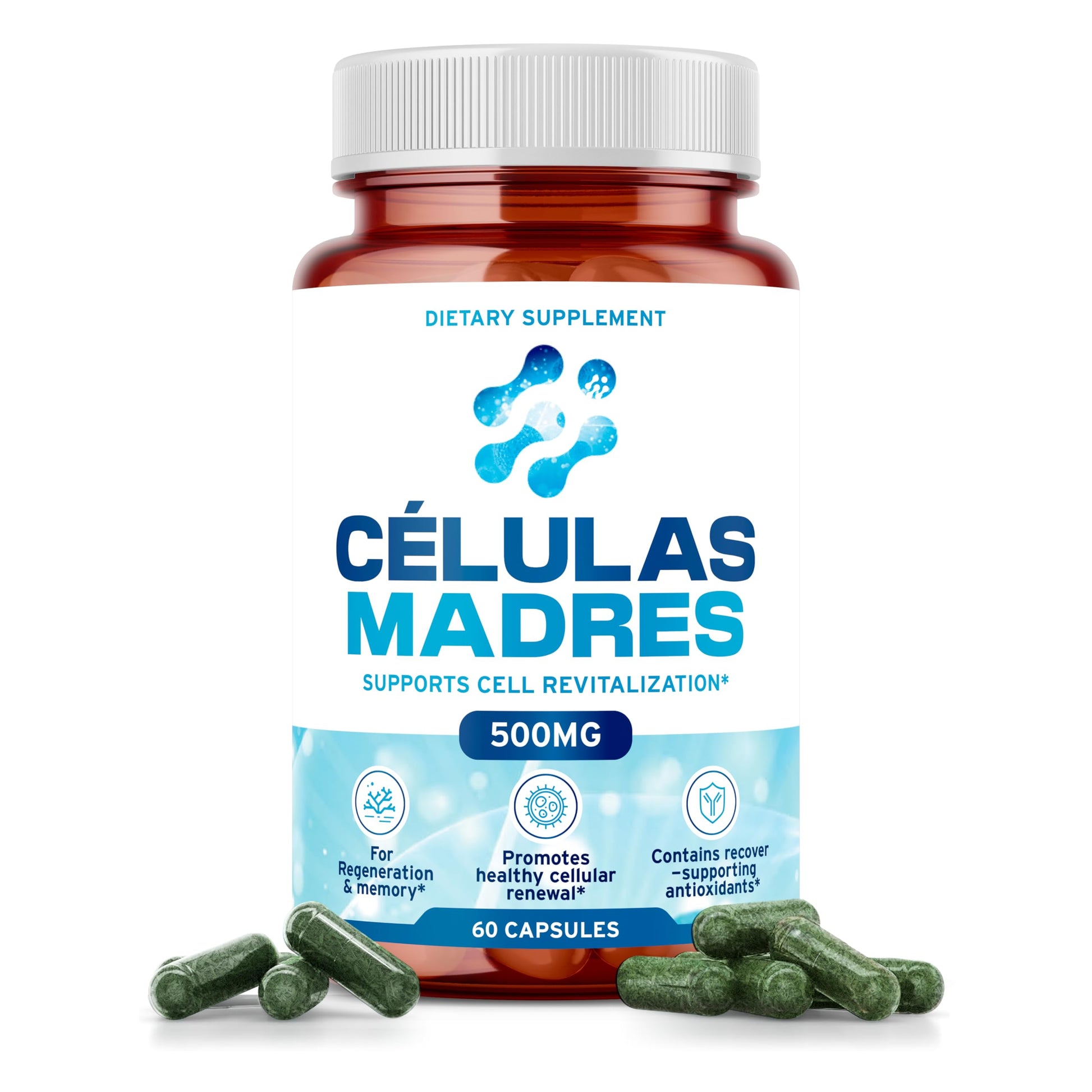 Stem Cell Supplements 500mg (60 Cap) Natural Anti-Aging & Longevity Support with Spirulina & Chlorella, Boost Cellular Renewal, Restore Youthful Energy, Reduce Joint Soreness – Celulas Madre AURA VITAMINS uk supplements