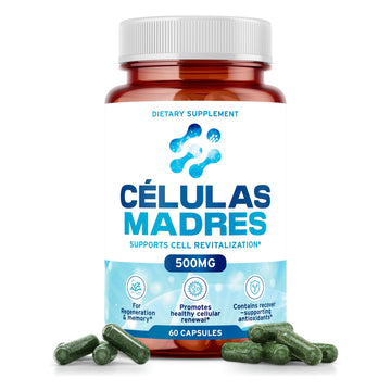 Stem Cell Supplements 500mg (60 Cap) Natural Anti-Aging & Longevity Support with Spirulina & Chlorella, Boost Cellular Renewal, Restore Youthful Energy, Reduce Joint Soreness – Celulas Madre AURA VITAMINS uk supplements