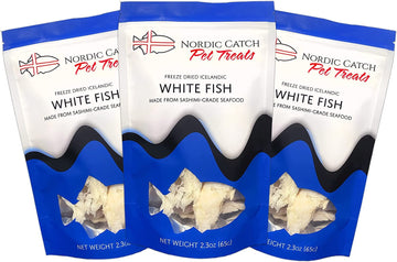 Nordic Catch Freeze Dried Fish Pet Treats from Iceland - Pure, All Natural Seafood Snacks for Dogs, Cats and Other Pets - Human Safe Ingredients, Made from Sashimi Grade Seafood - White Fish Nordic Catch uk supplements
