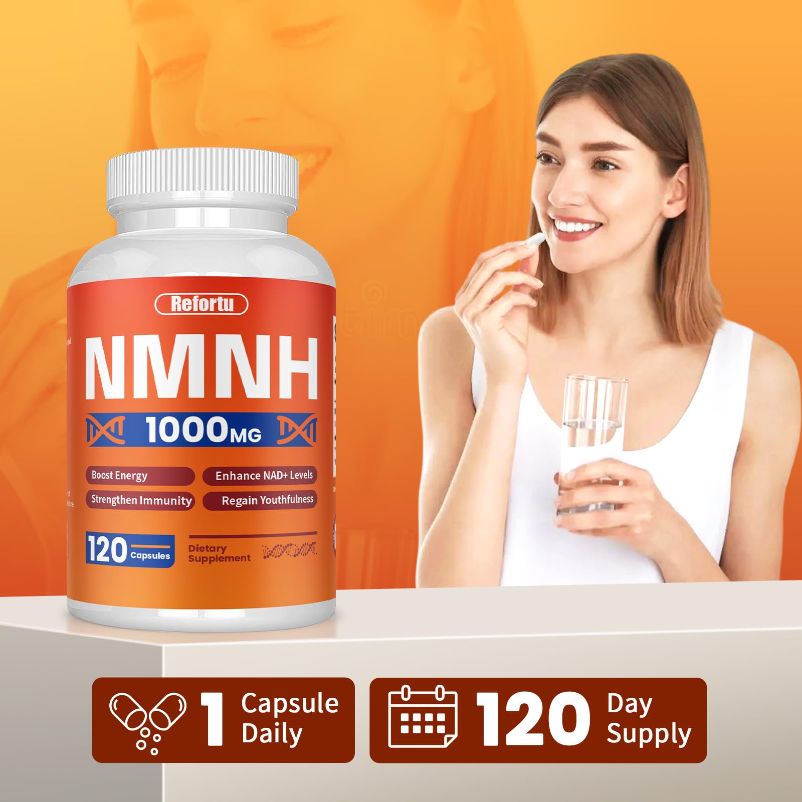 NMNH Supplement(Dihydronicotinamide Mononucleotide),Nicotinamide Mononucleotide for NAD+ Booster,1000mg per Serving,Supports Energy & Overall Health,120 Capsules Refortu uk supplements