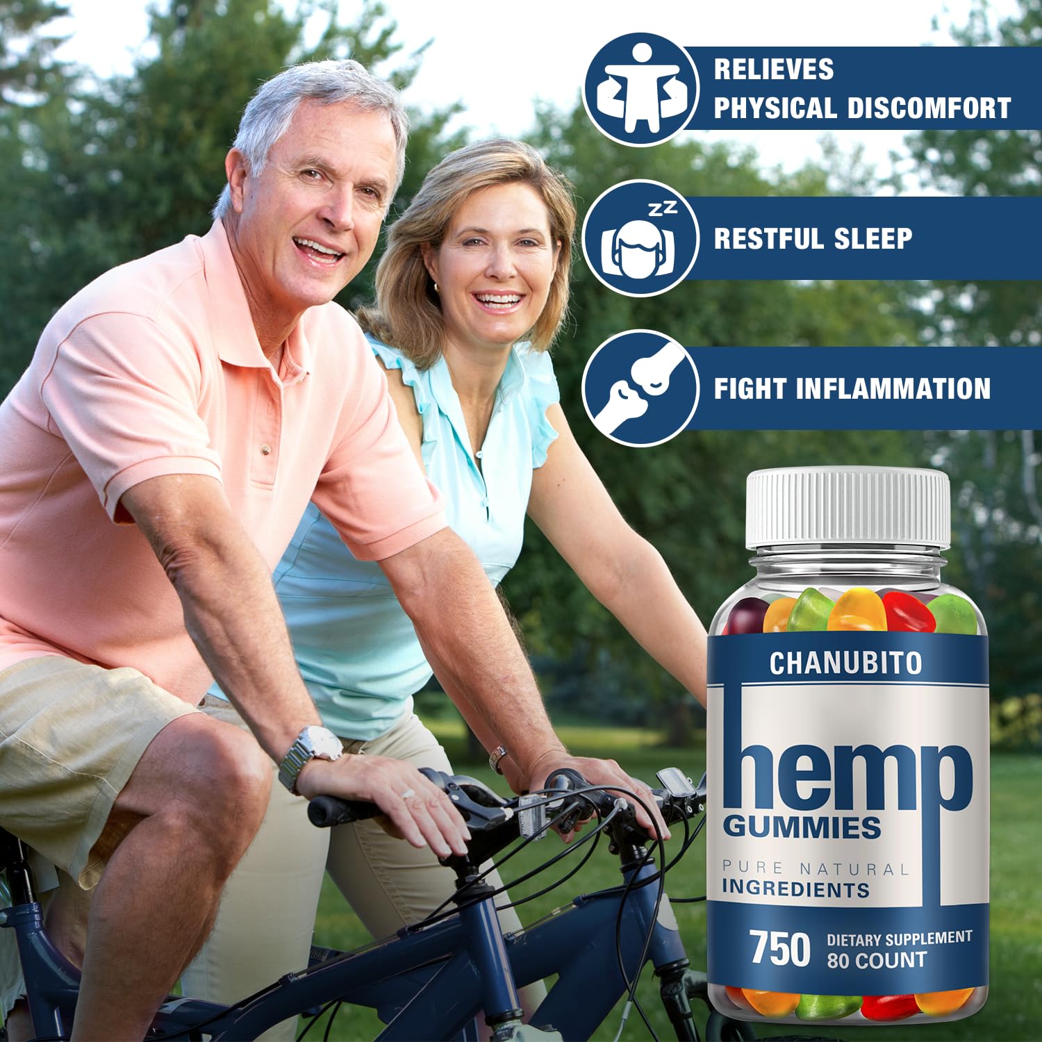 Hemp Gummies Organic High Potency Hemp Supplement - Pain, Sleep, Stress CHANUBITO uk supplements