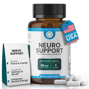 TrueMed Neuro Support - Premium Nootropic Supplement for Focus, Energy, Mental Clarity, and Performance Organic Lion’s Mane, Bacopa Monnieri, Rhodiola, Non-GMO Gluten-Free CDP Choline 90 Veg Capsules TRUEMED uk supplements