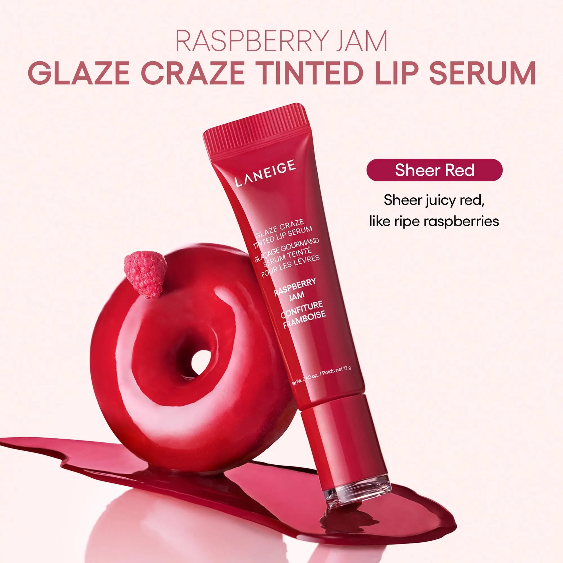 LANEIGE Glaze Craze Tinted Lip Serum, Raspberry Jam: Hydrating Lip Serum for Glossy, Nourished Lips with Plumping Polypeptides LANEIGE uk supplements