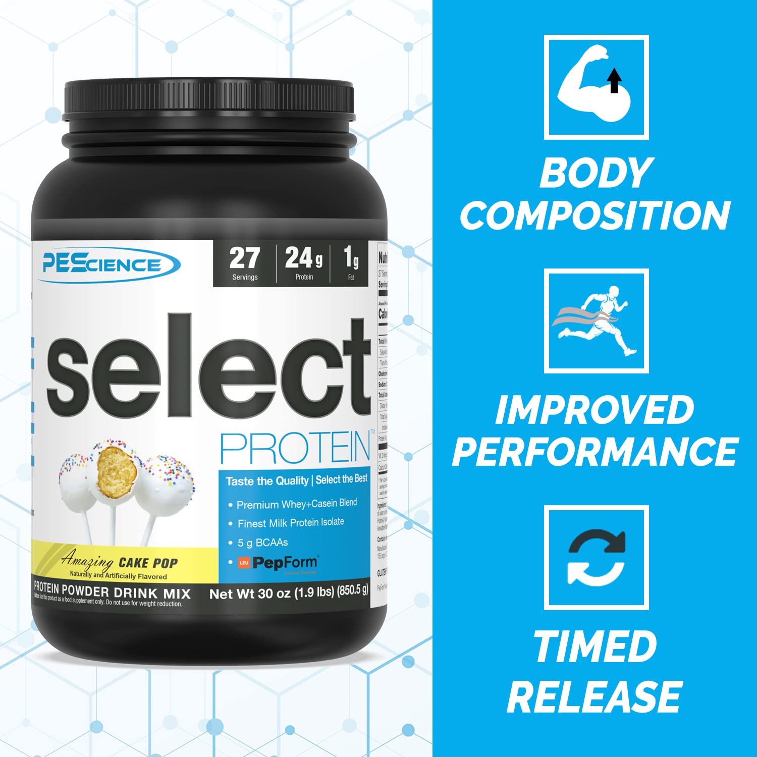 PEScience Select Low Carb Protein Powder, Cake Pop, 27 Serving, Keto Friendly PEScience uk supplements
