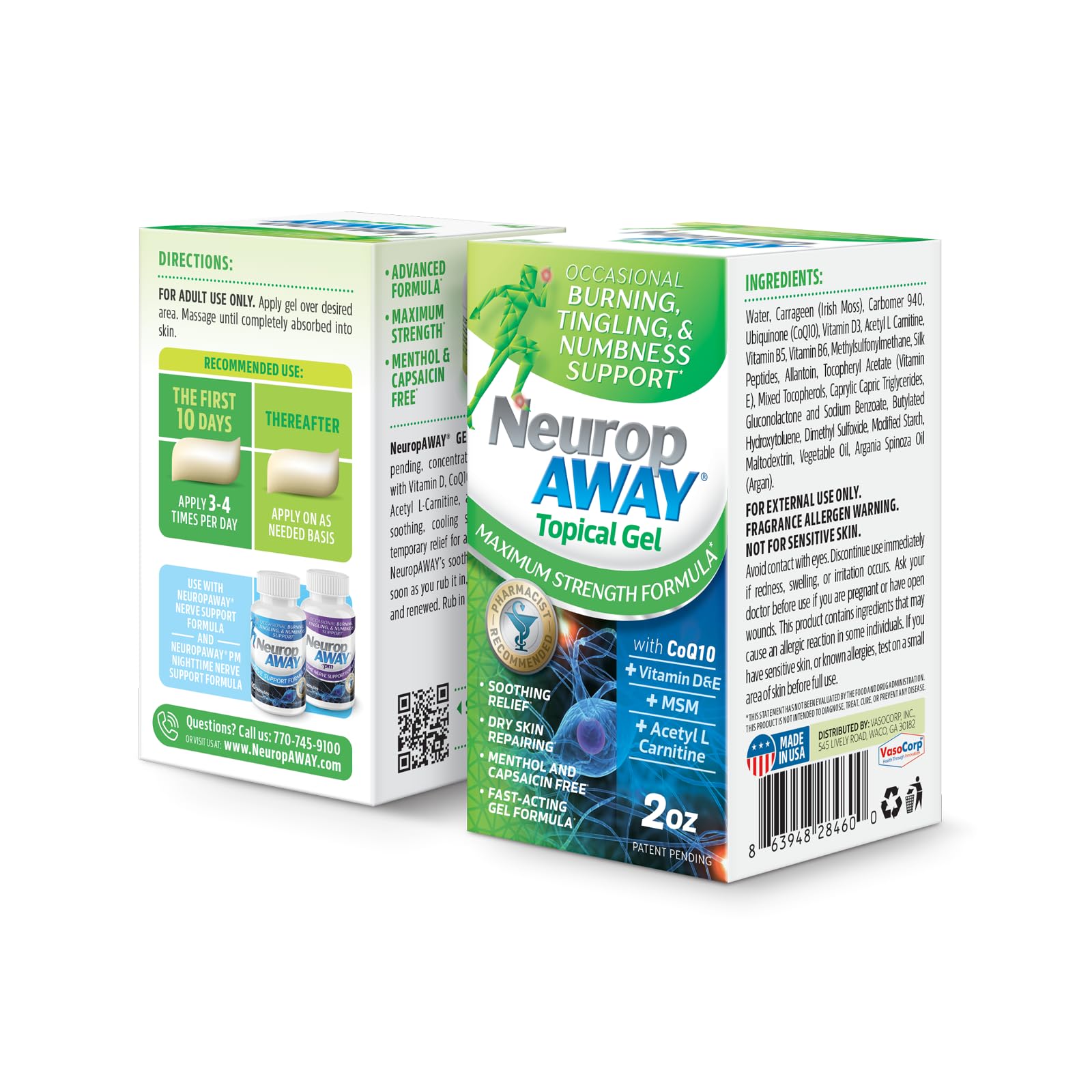 NeuropAWAY® Maximum Strength Gel, for Nerve discomfort, Burning, Tingling, and Numbness 2oz NeuropAWAY uk supplements