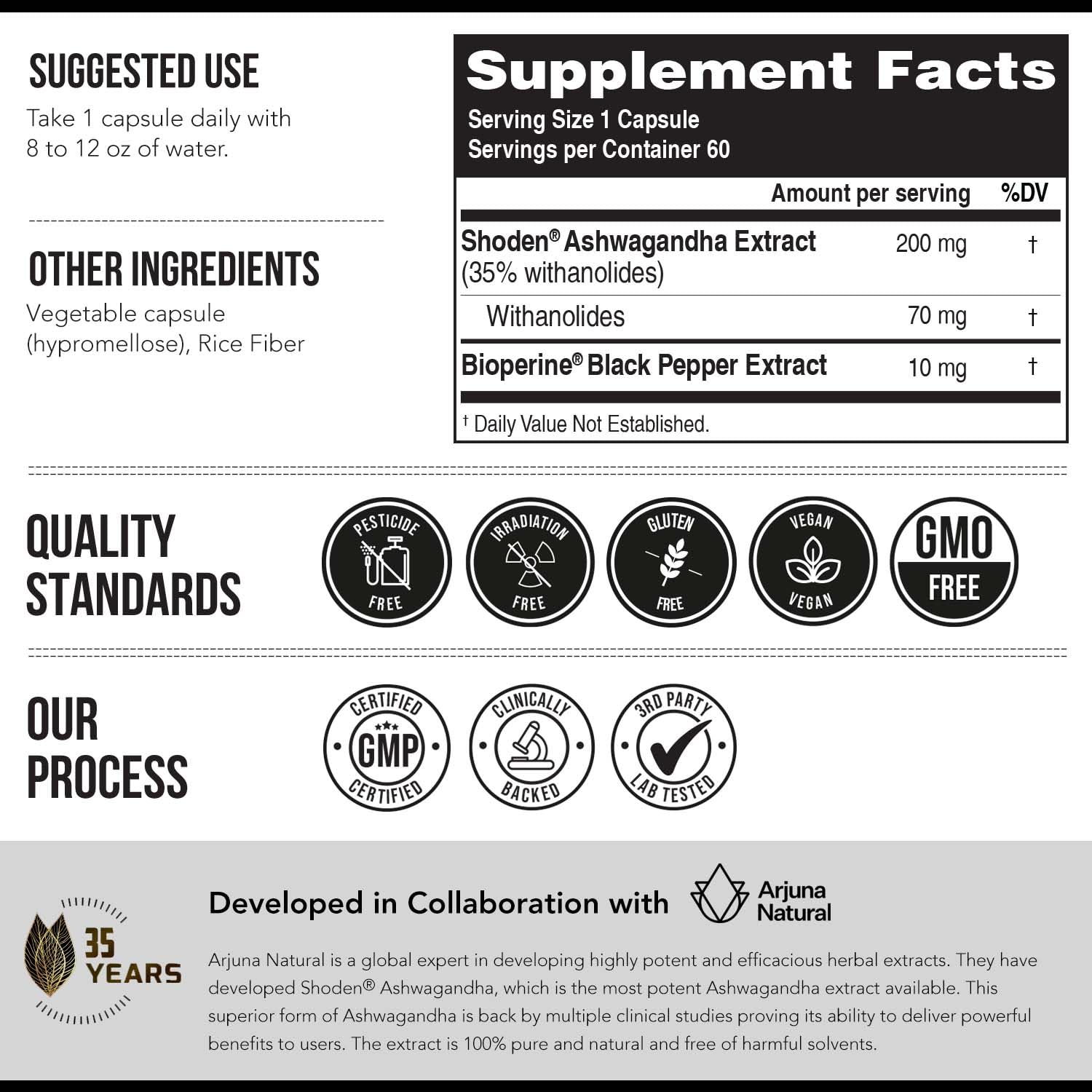 Ashwa-70®: Ashwagandha Extract - 35% Withanolides | Max Strength, Highest Withanolide Concentration - Mood & Performance - Enhanced Absorption with BioPerine® Black Pepper (60 Capsules) Triquetra Health uk supplements