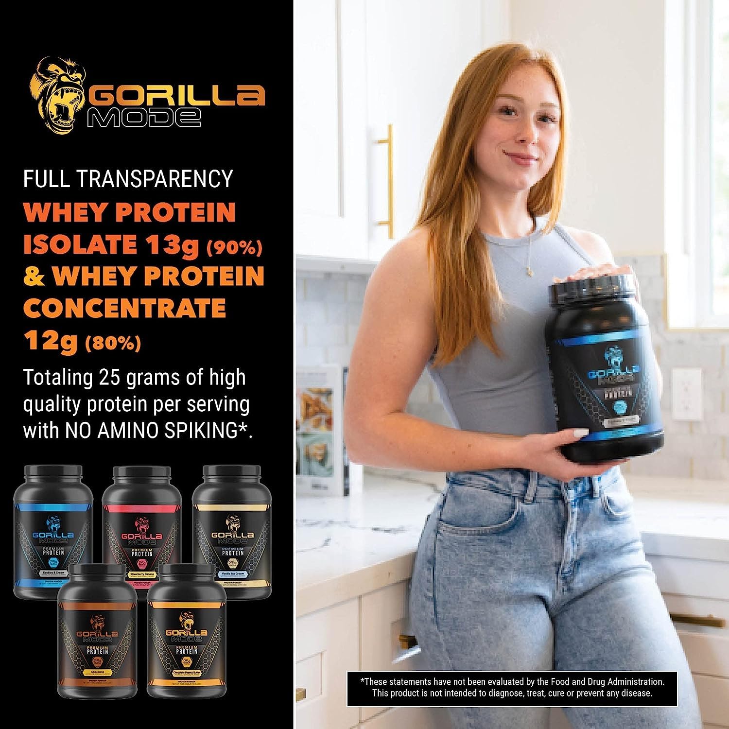 Gorilla Mode Premium Whey Protein - Cinnamon Churro / 25 Grams of Whey Protein Isolate Gorilla Mind uk supplements