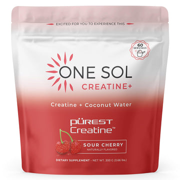 One Sol Creatine for Women, All Natural Women's Creatine Powder w Pure Creatine & Coconut Water, Increase Lean Muscle Mass, Reduce Recovery Time, Promote Brain & Bone Health (Sour Cherry, 60 Servings) One Sol uk supplements