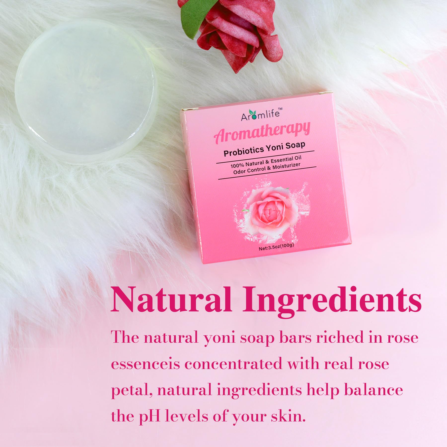Aromlife Rose Yoni daily Wash Set - Yoni Oil & Yoni Bar & Yoni Feminine Wash, Ph Balance for Women Aromlife uk supplements