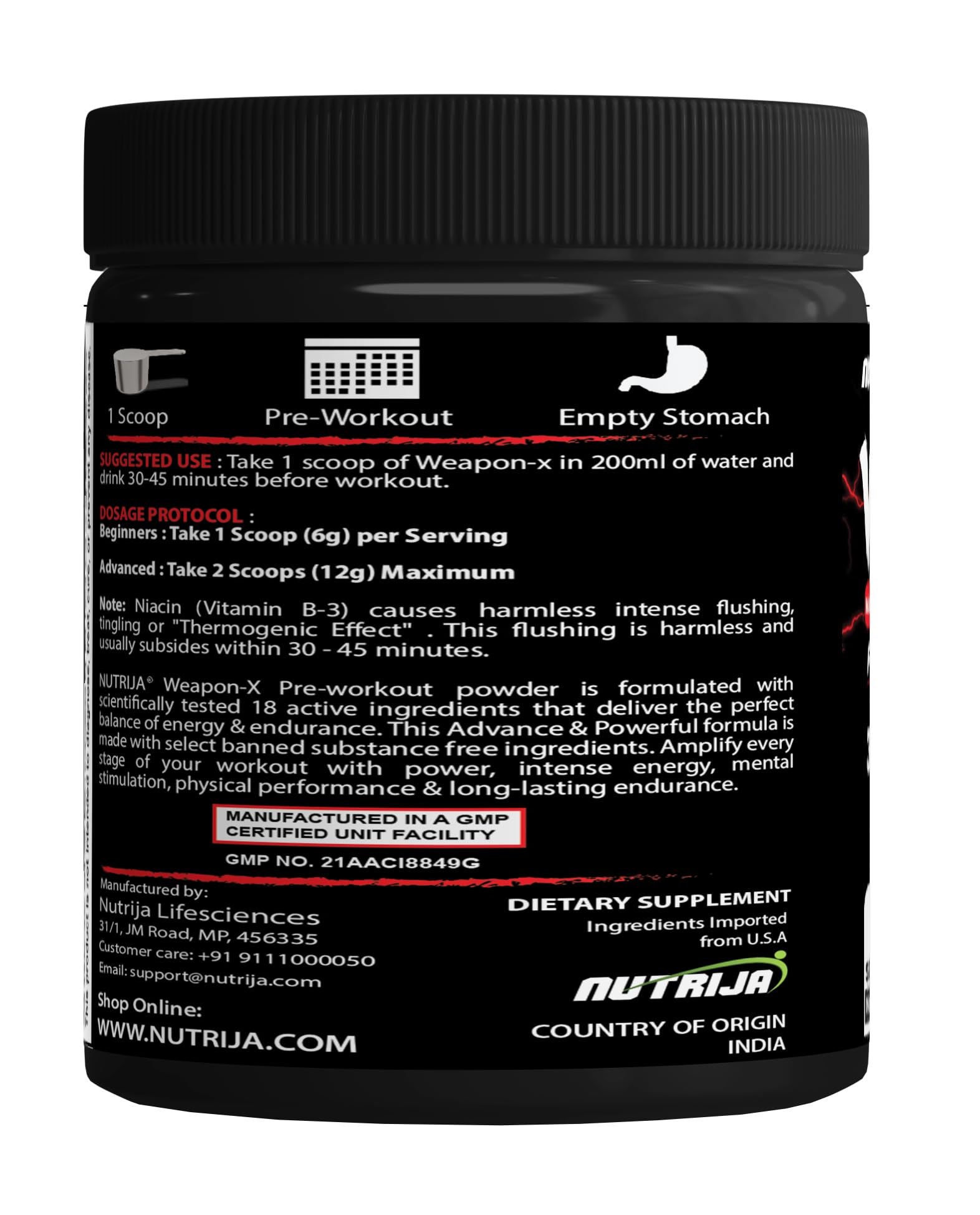 NutriJa Weapon-X Pre-Workout Powder with 21 Active Ingredients - 3 Best Forms of Creatine NutriJa uk supplements