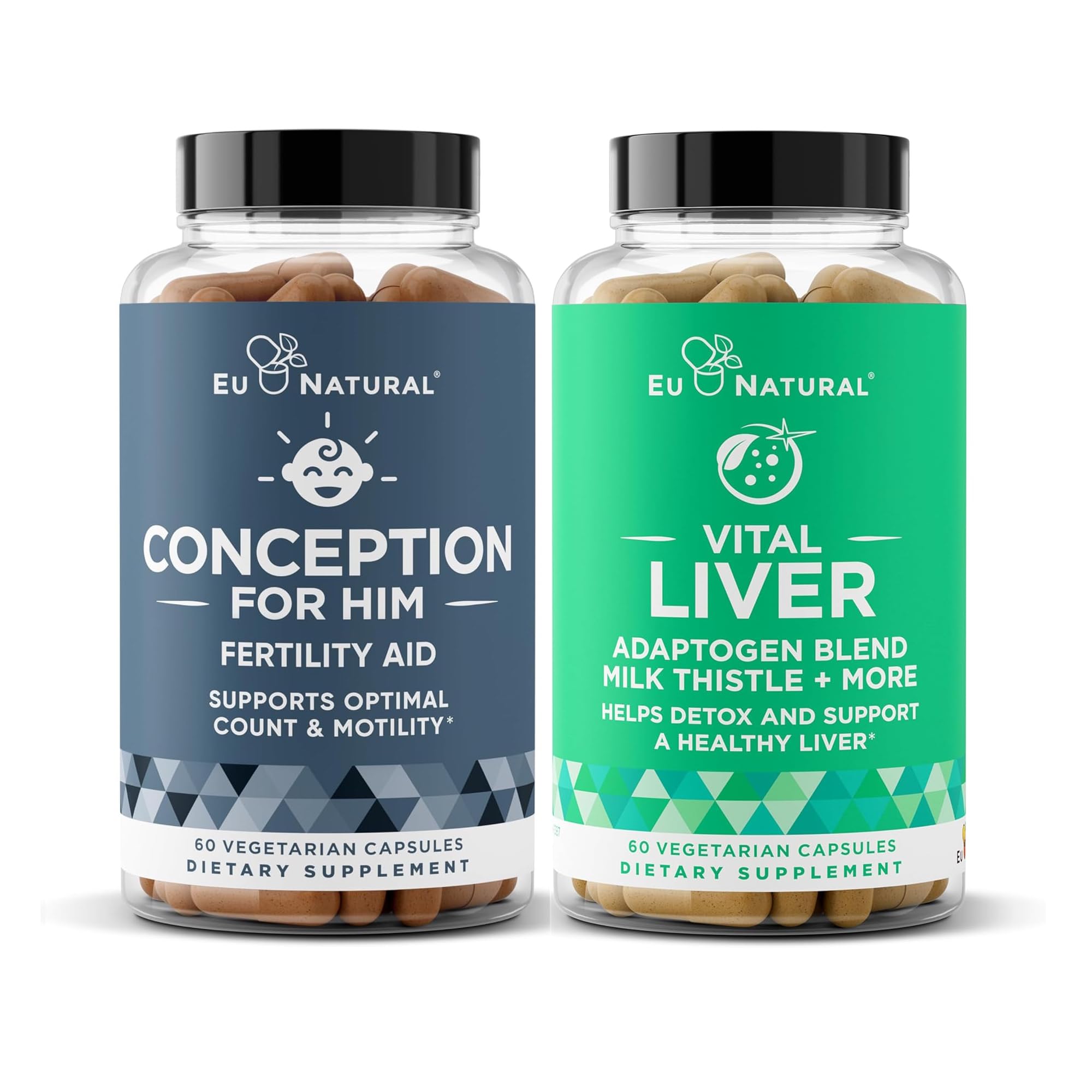 Conception for Him and Vital Liver Bundle - Male Fertility Booster & Prenatal Supplement + 9-in-1 Liver Support Eu Natural uk supplements