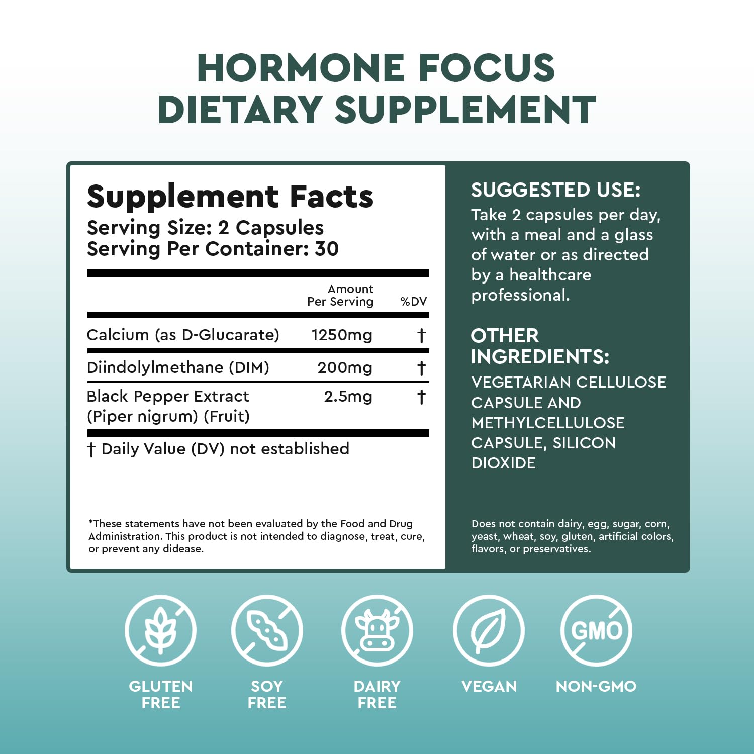 Hormone Focus – Estrogen Balance for Women - DIM Supplement with Diindolylmethane, Calcium D-Glucarate & BioPerine – Supports Hormonal Health, Mood, Energy, Mental Clarity, Clear Skin & Weight Health Focused uk supplements