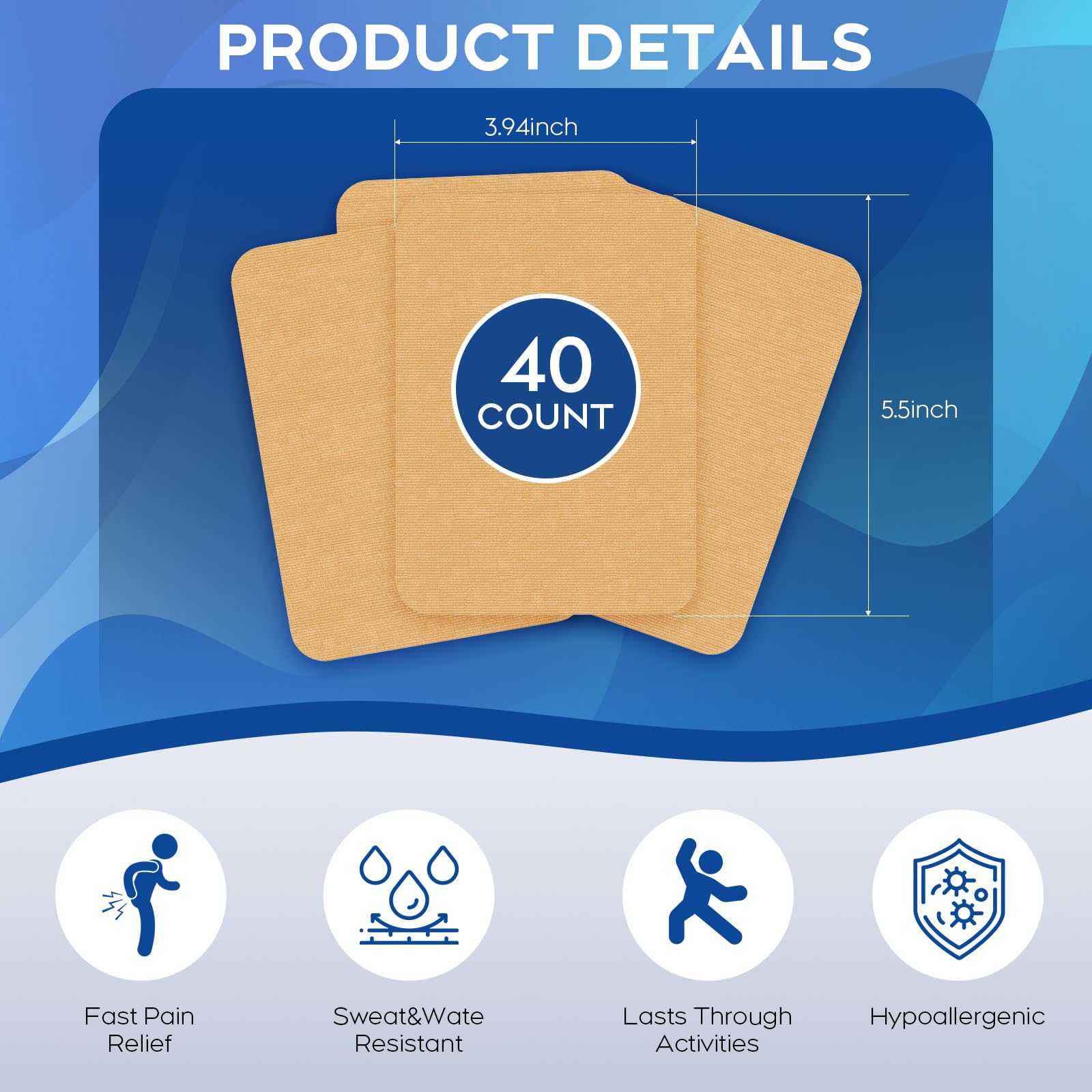 Uposiut Lidocaine 4% Patches - Extra Strength Lidocaine Patches (40 Patches), for Neck, Shoulder, Back, Knee, and Ankle Muscles, 12-Hour Effectiveness-A001L Uposiut uk supplements