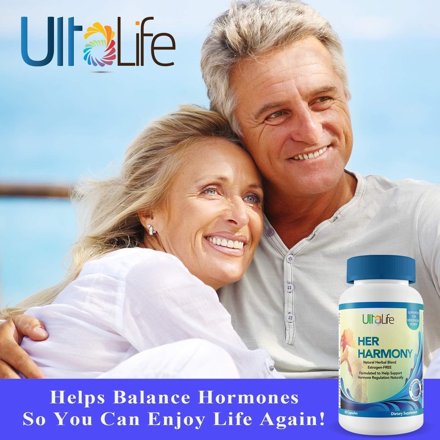 UltaLife Her Harmony Menopause Supplements for Women - Hot Flashes Menopause Relief & Hormone Balance for Women - Contains Black Cohosh, Dong Quai, Red Clover & More - Estrogen Free - 120 Capsules ULTALIFE uk supplements