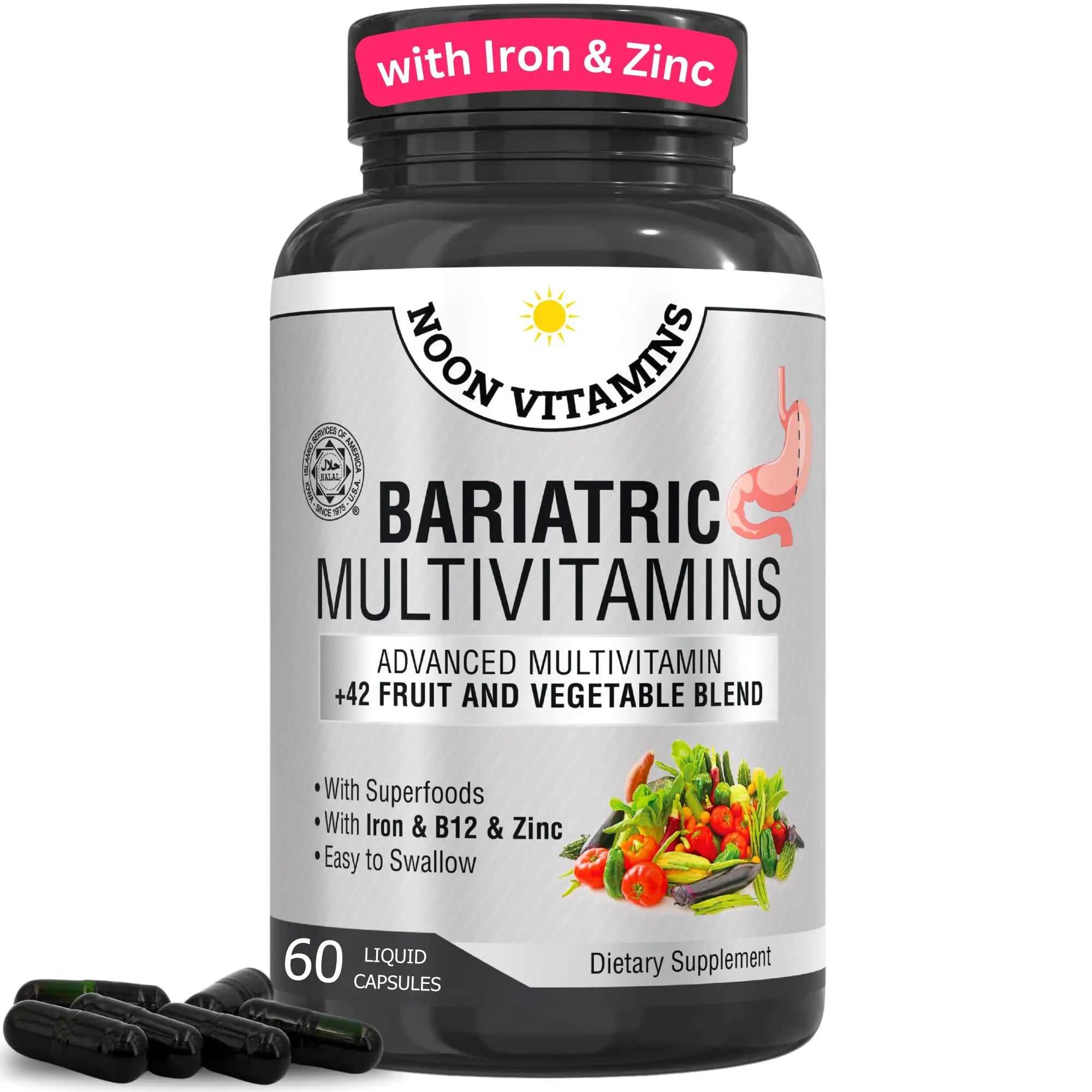 Bariatric Multivitamin with Iron for Women & Men - All-in-One 42 Superfood Blend for Energy & Immune Support - Post-Surgery Recovery NOON VITAMINS uk supplements