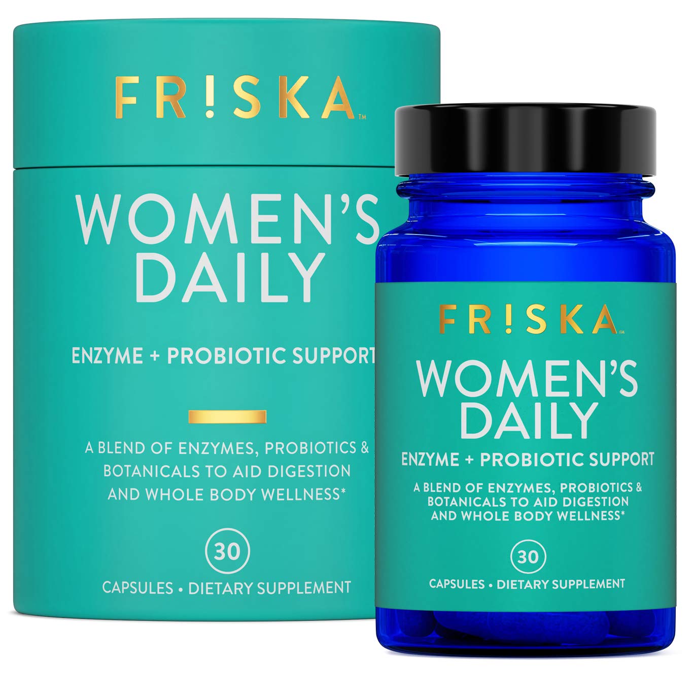 FRISKA Women’s Daily Digestive Enzyme and Probiotics Supplement, Advanced Natural Support for Female Digestive Health, Fights Bloating, Eases Digestion, Supports Nutrient Absorption, 30 Capsules FR!SKA uk supplements