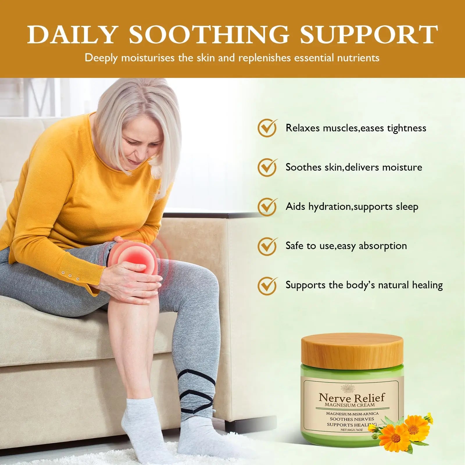 Vincofoo Nerve Relief Magnesium Cream with MSM & Arnica, Soothes Nerves & Daily Soothing Support Vincofoo uk supplements