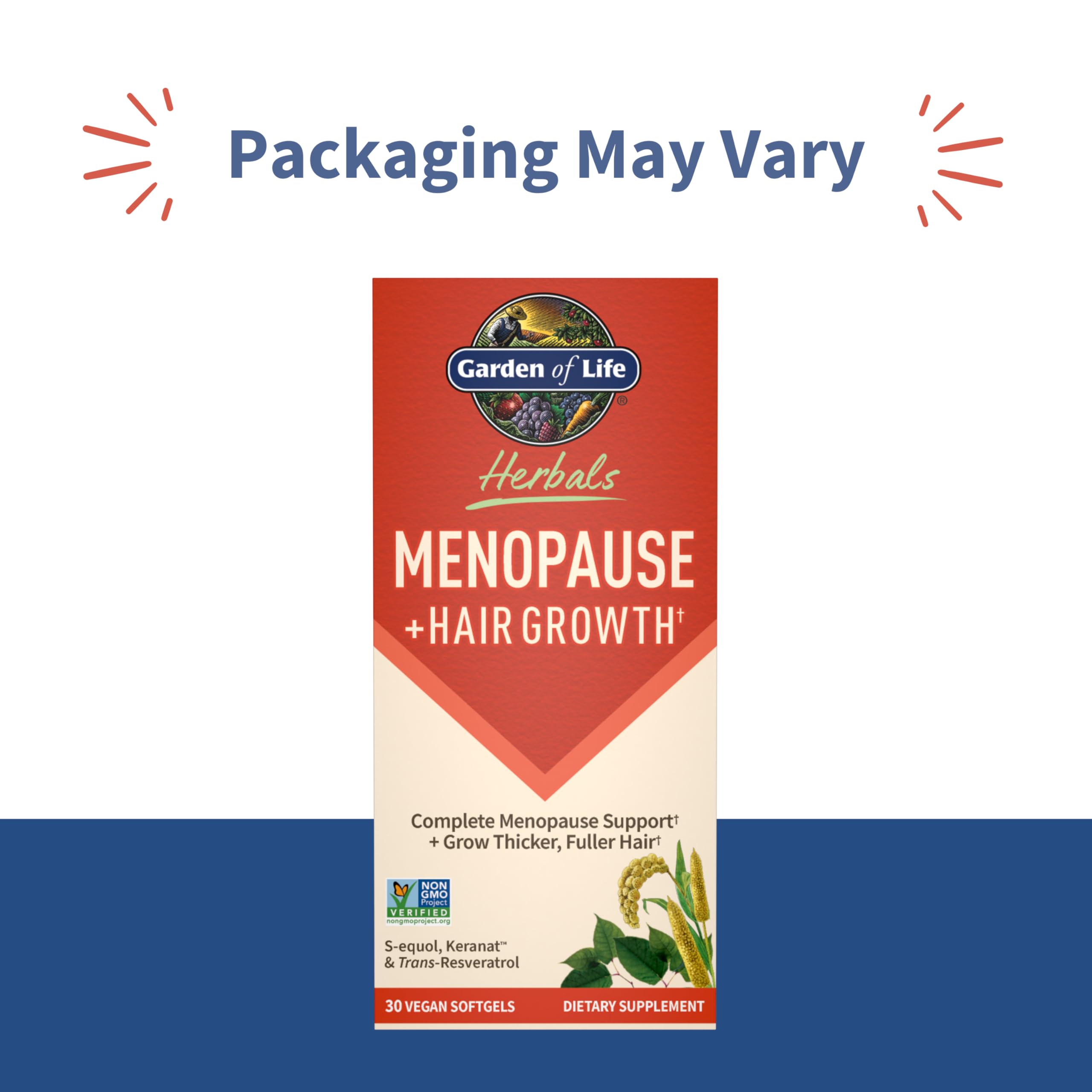 Garden of Life Herbals Menopause Supplement with S-equol & Trans-Resveratrol for Multi-Symptom Relief, Keranat for Thicker, Fuller Hair Growth – Non-GMO, Gluten-Free, Vegan, Berry Flavor, 30 Servings Garden of Life uk supplements