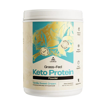 LevelUp Keto Protein, with Collagen Peptides, Energizing MCT, Whey Isolate Protein, Ketogenic Protein Powder Supplement - Vanilla Sweet Cream LevelUp uk supplements