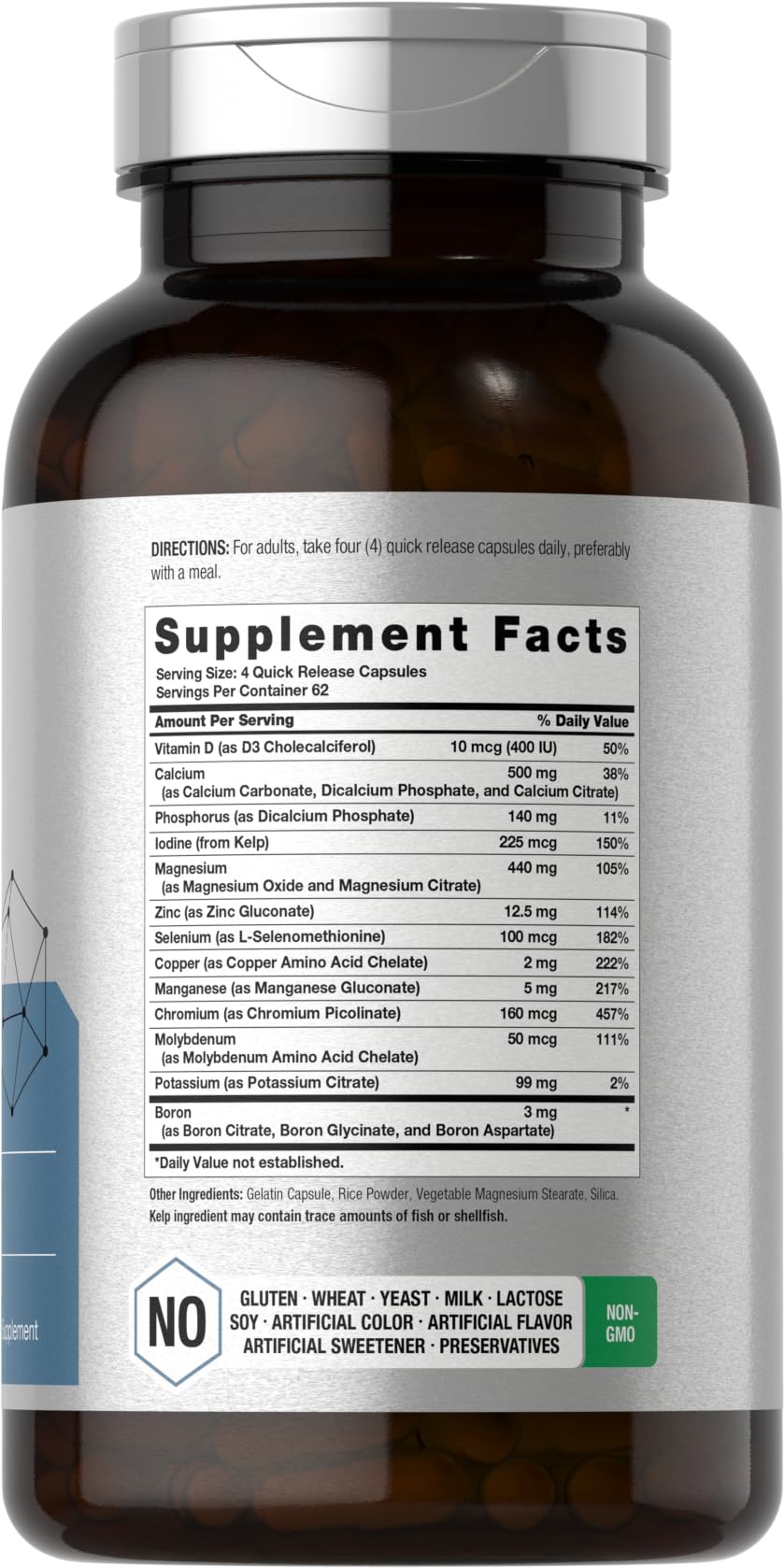 Horbäach Multi Minerals Supplement | 250 Capsules | Iron Free | Daily Mineral Complex for Men and Women | Non-GMO & Gluten Free Horbäach uk supplements