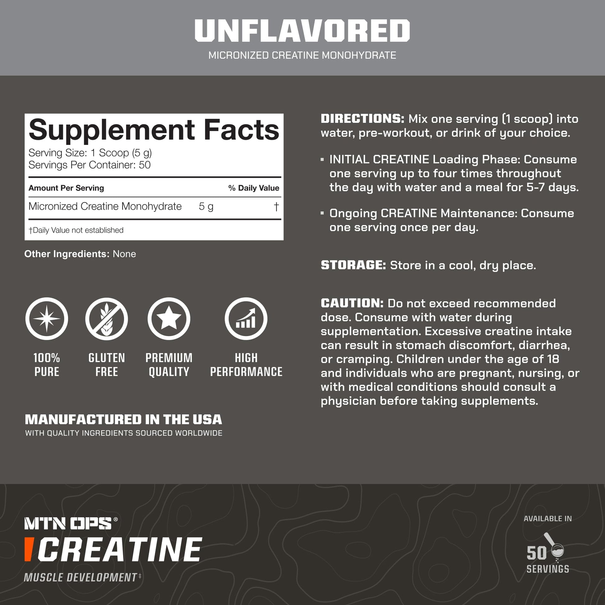 MTN OPS Micronized Creatine Monohydrate Powder – Unflavored 5 g per Serving, 50 Servings – Pure Creatine for Men for Muscle Recovery & Strength Training MTN OPS uk supplements