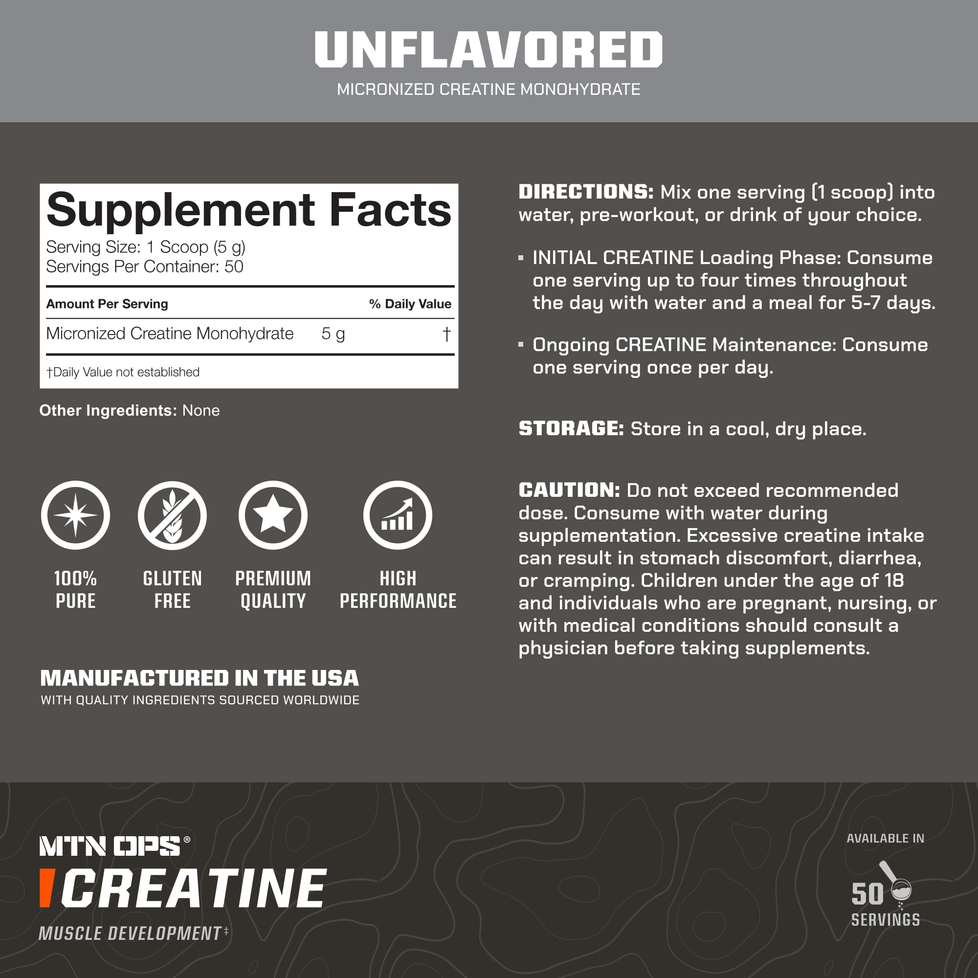 MTN OPS Micronized Creatine Monohydrate Powder – Unflavored 5 g per Serving, 50 Servings – Pure Creatine for Men for Muscle Recovery & Strength Training MTN OPS uk supplements
