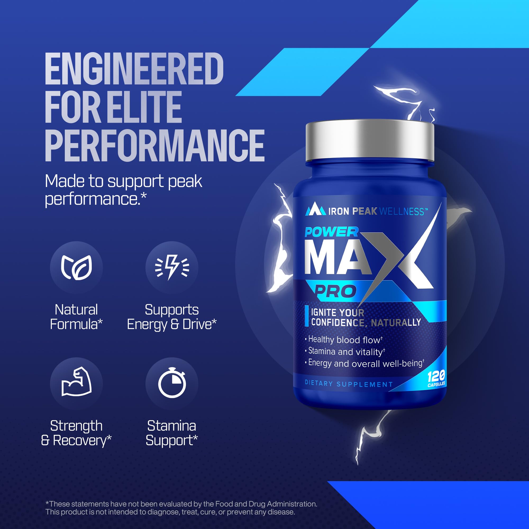 Testosterone Booster Pills for Men - Male Enhancing Supplement - Fast Acting Blood Flow, Muscle Growth, Strength, Energy, Libido, Endurance, Workout - Natural Performance Test Boost - 60 Day Serving IronPeak Wellness uk supplements