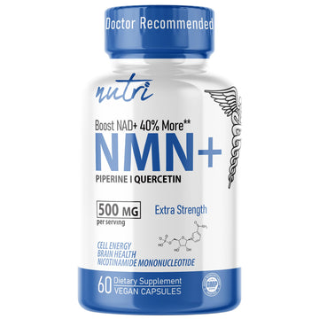 NMN Supplement 500mg NAD Supplement - Nutri Ultra High Absorption Stabilized NMN Nicotinamide Mononucleotide, 40% More NAD+ with Quercetin Phytosome & Black Pepper - mnm supplement (60 Capsules) Nature's Fusions uk supplements
