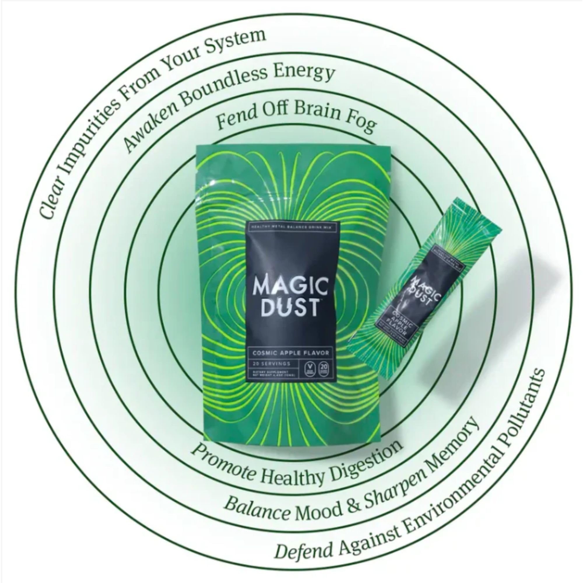 InnoSupps Magic Dust Super Greens Powder Drink Mix Packets with Chlorella Powder - Gut Health, Immune Support, & Energy Support - Vitamins & Mineral Supplement for Health, Cosmic Apple (20 Servings) InnoSupps uk supplements