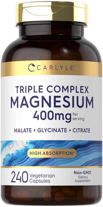 Carlyle Triple Magnesium Complex | 400 mg | 240 Capsules | Magnesium Malate, Glycinate & Citrate | Vegetarian, Non-GMO, and Gluten Free Supplement Carlyle uk supplements