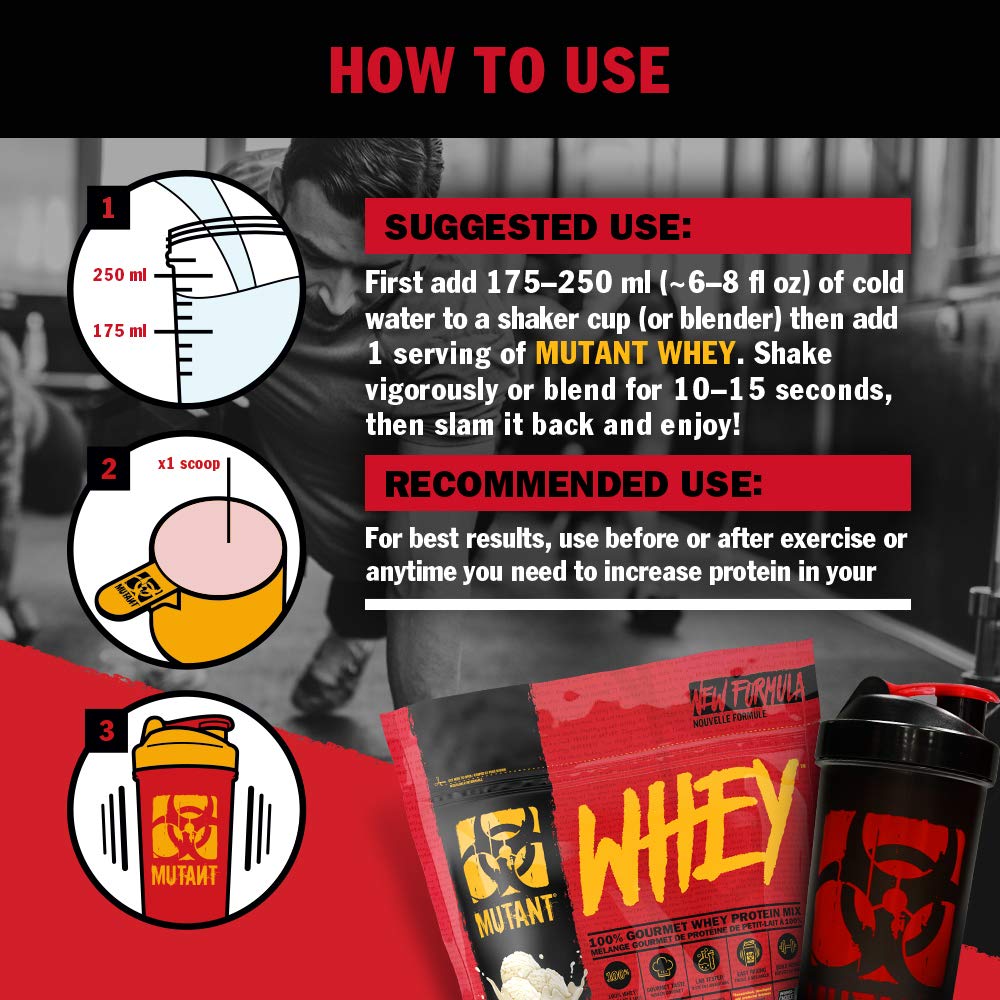 Mutant Whey – 100% Whey Protein Powder, Gourmet Taste, 22g of Protein, 10.4 g EAAs, 5 g BCAAs Mutant uk supplements